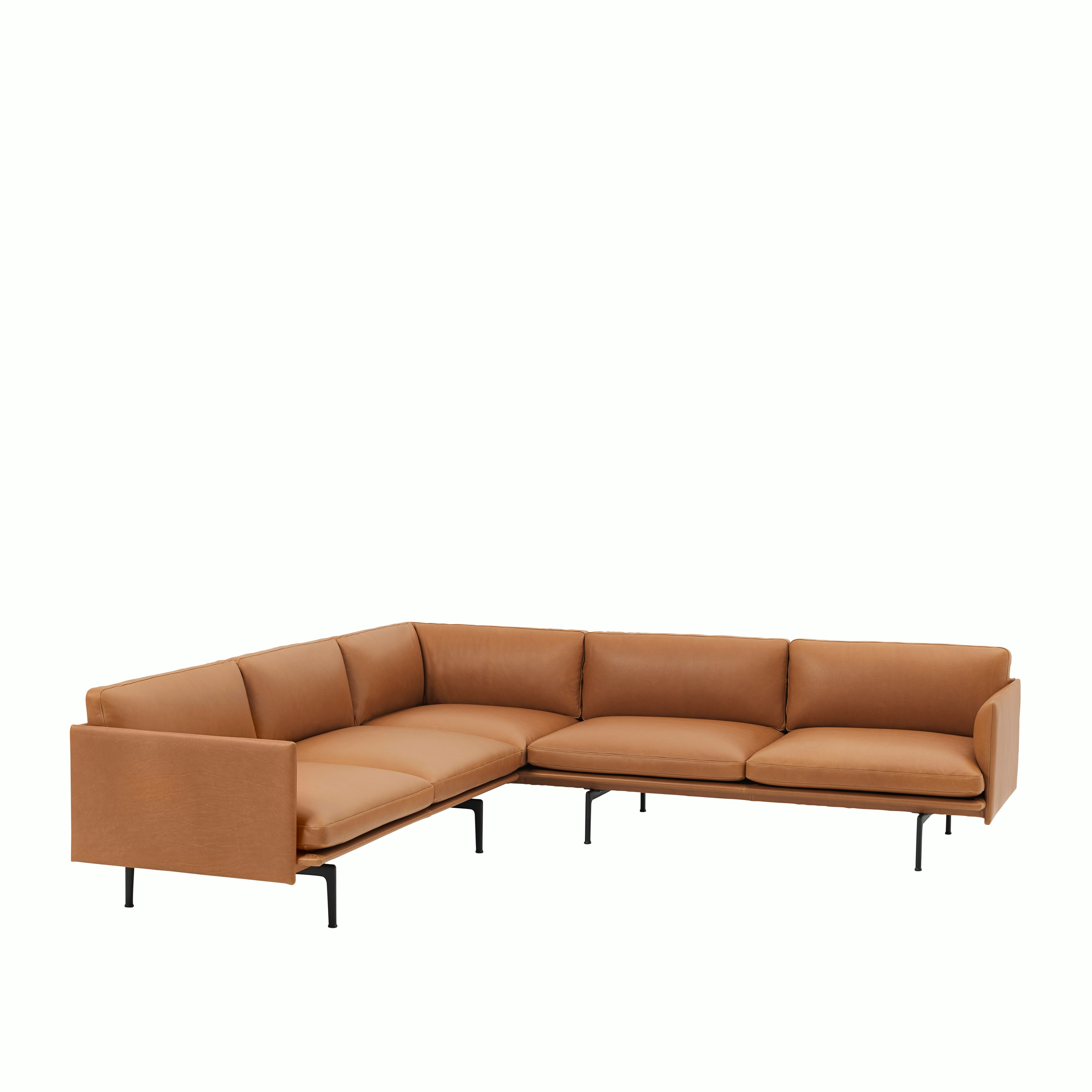 Outline corner sofa cognac Refine leather Muuto