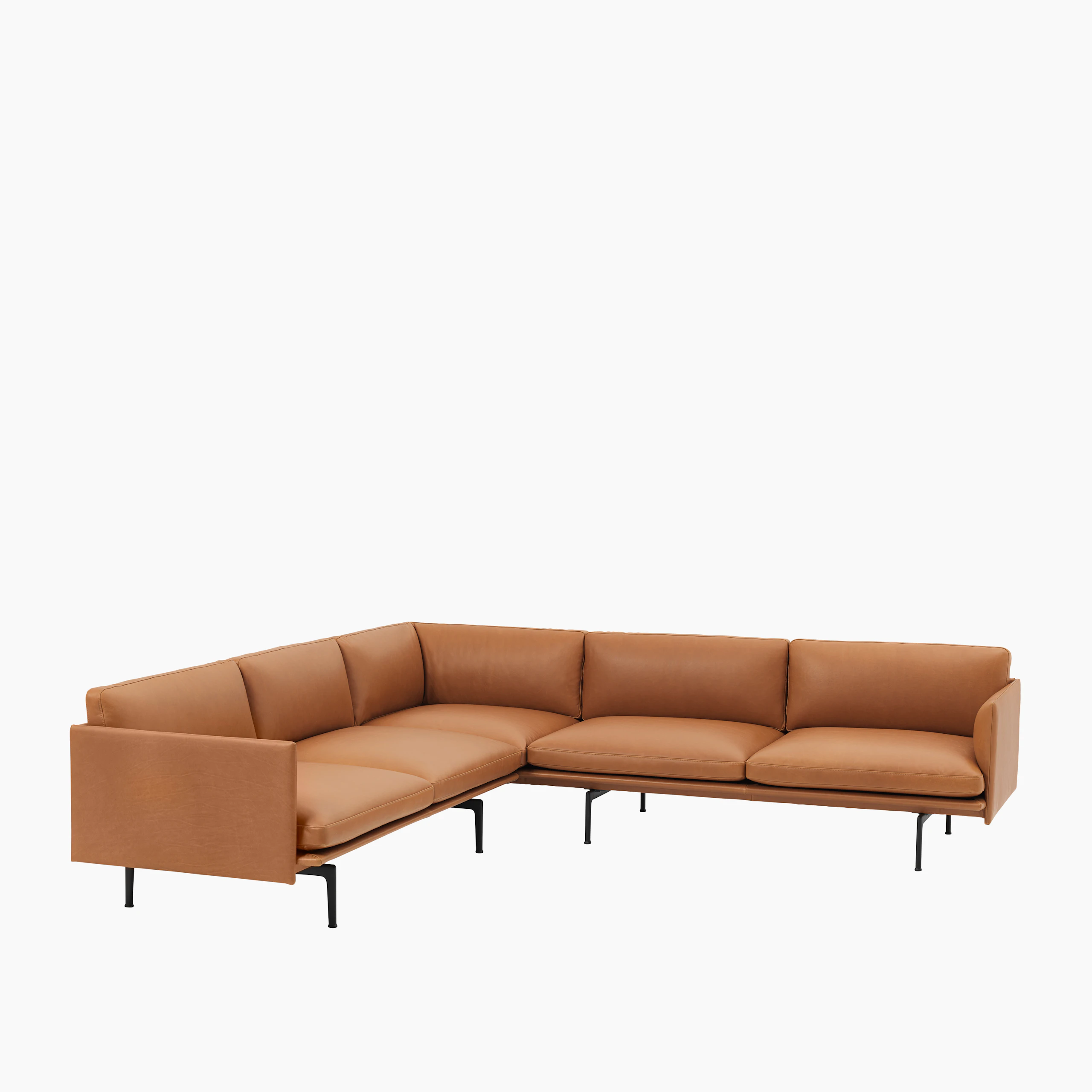 Outline corner sofa cognac Refine leather Muuto