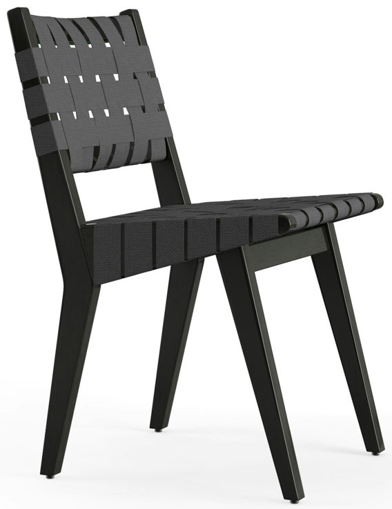 Risom Side Chair - Dark Grey Cotton, Ebonized Maple
