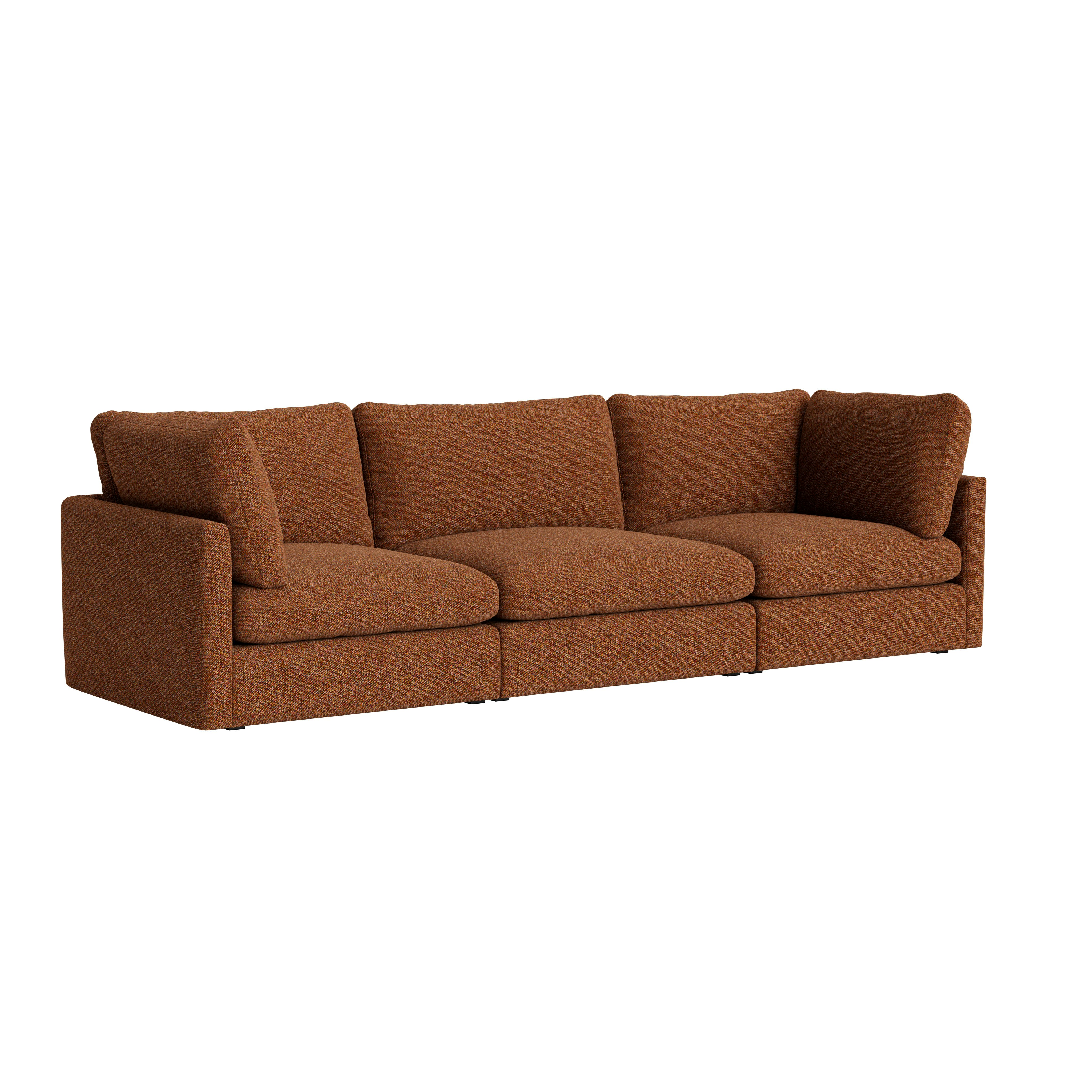 Hackney Compact 3 Seat Sofa  -  Loft, 500 Flame
