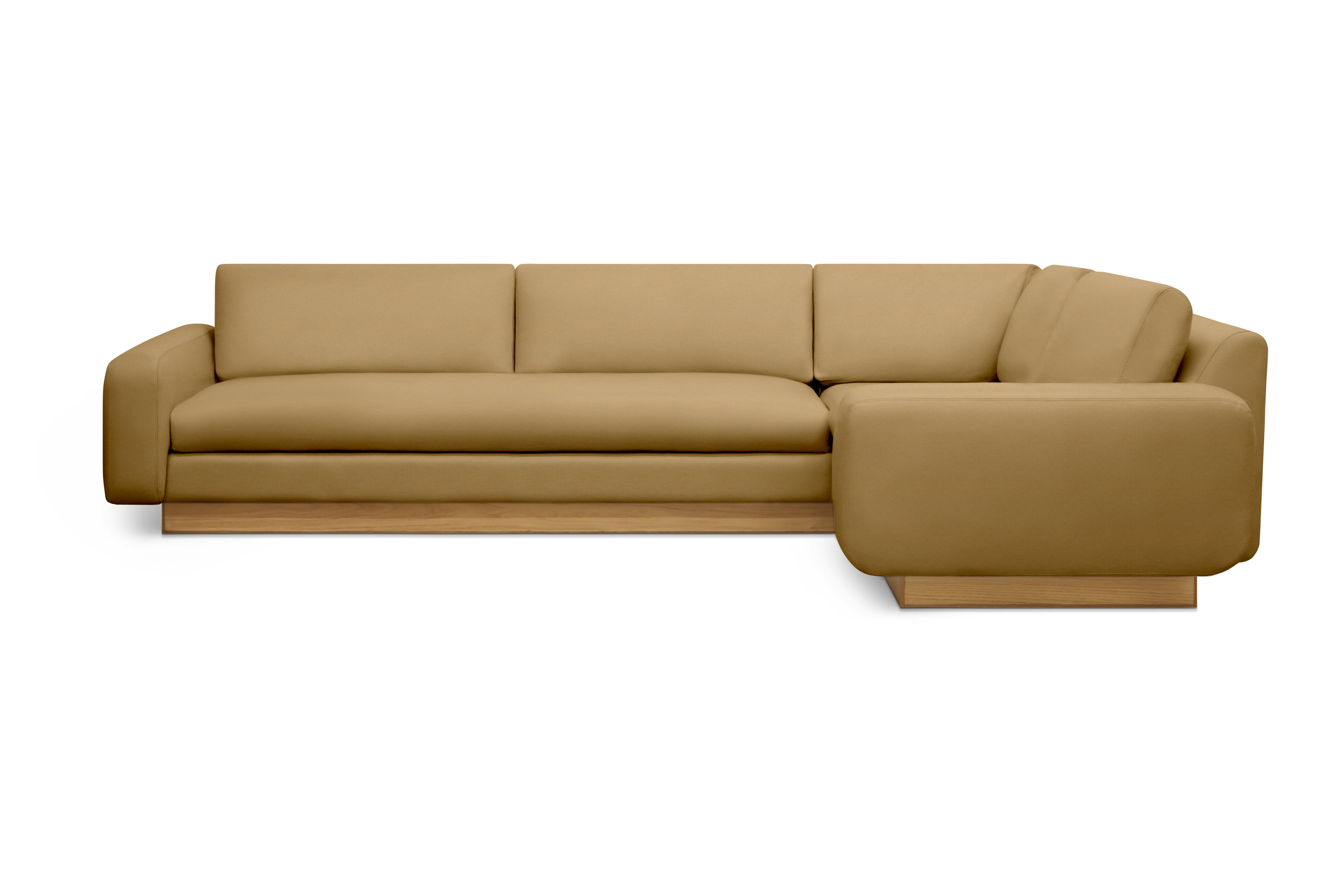 Mesa Corner Sectional - Right,  Marquis Velvet,  Coffee,  Oak