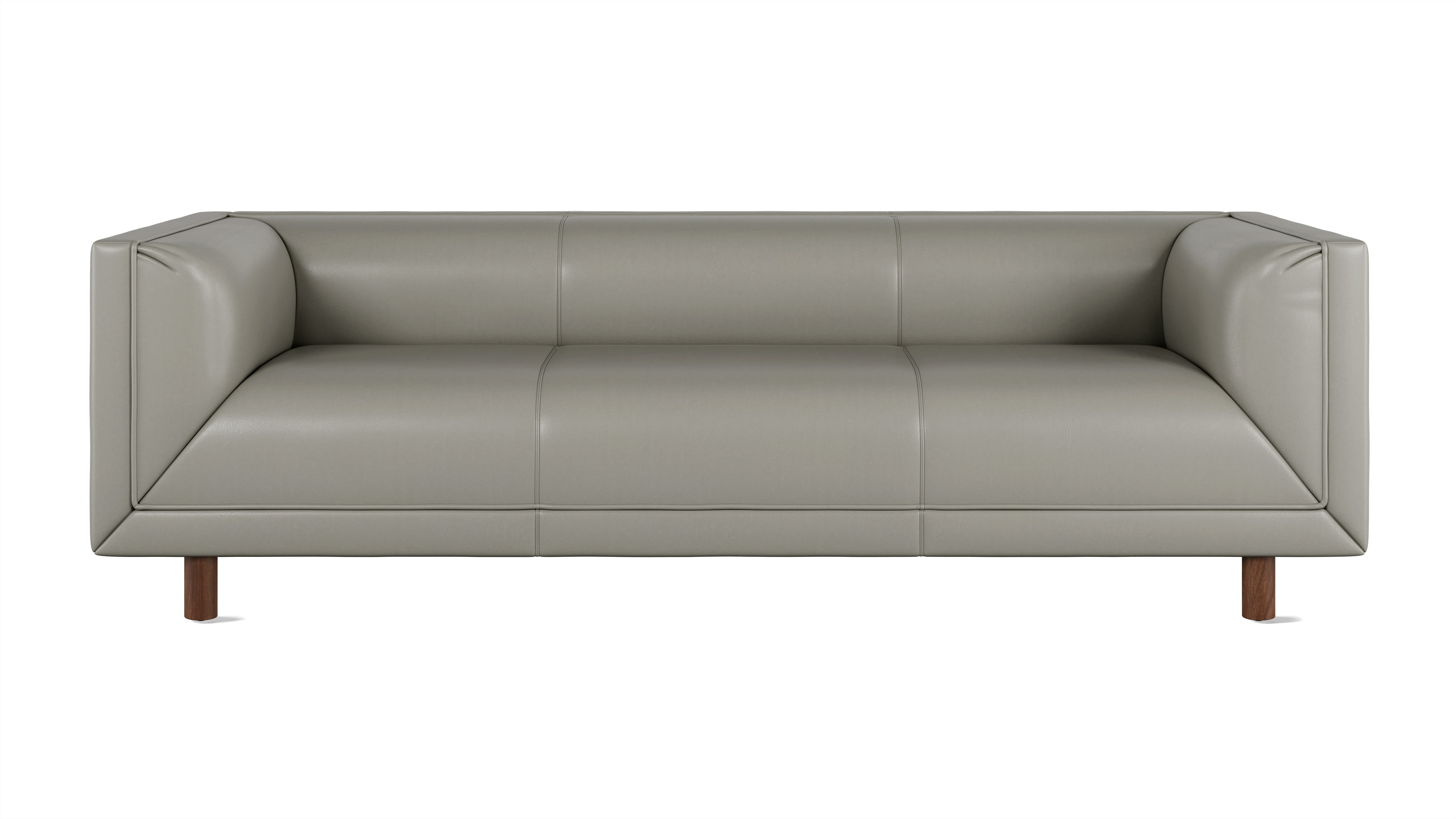 Rolled Arm Sofa 84,  Prone Leather,  Script,  Walnut