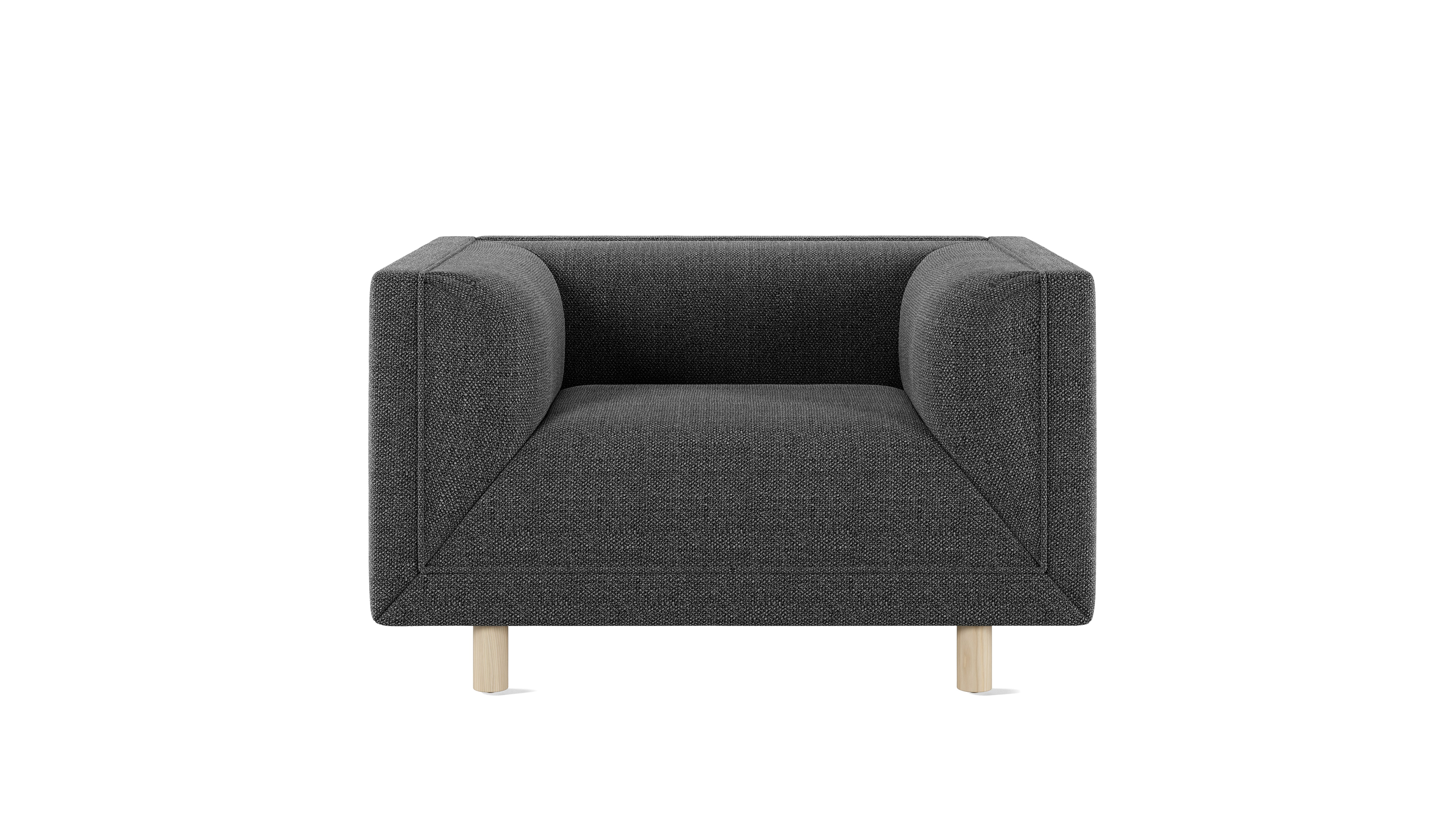 Rolled Arm Club Chair - Capri,  Anthracite,  White Ash