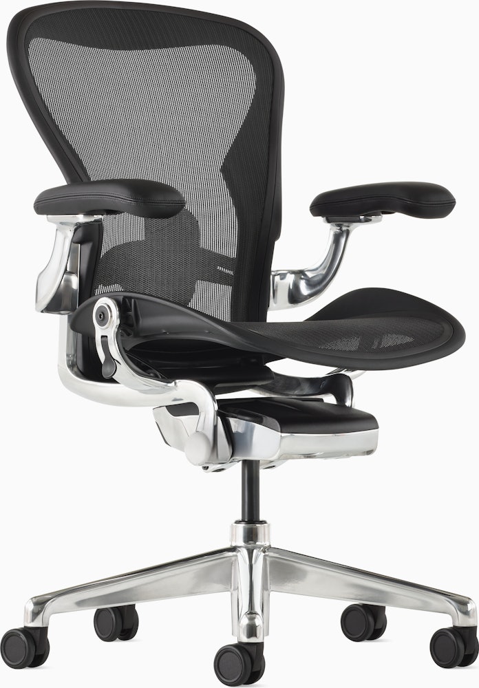 Aeron Onyx, adjustable back support, with no tilt limiter and fixed arms