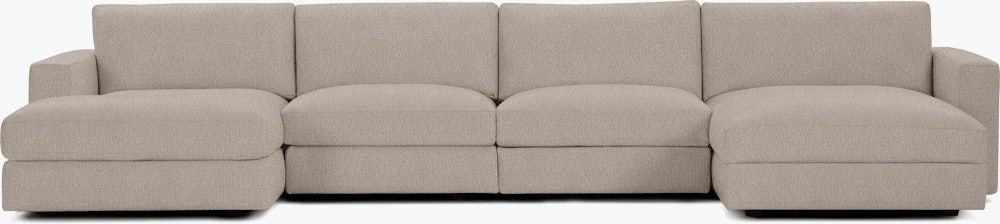 Reid Sectional - Double Chaise Sectional,  Standard,  Boucle,  Dove,  1" Block"