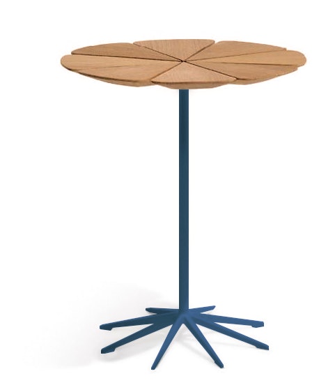 Petal End Table - Teak; Blue