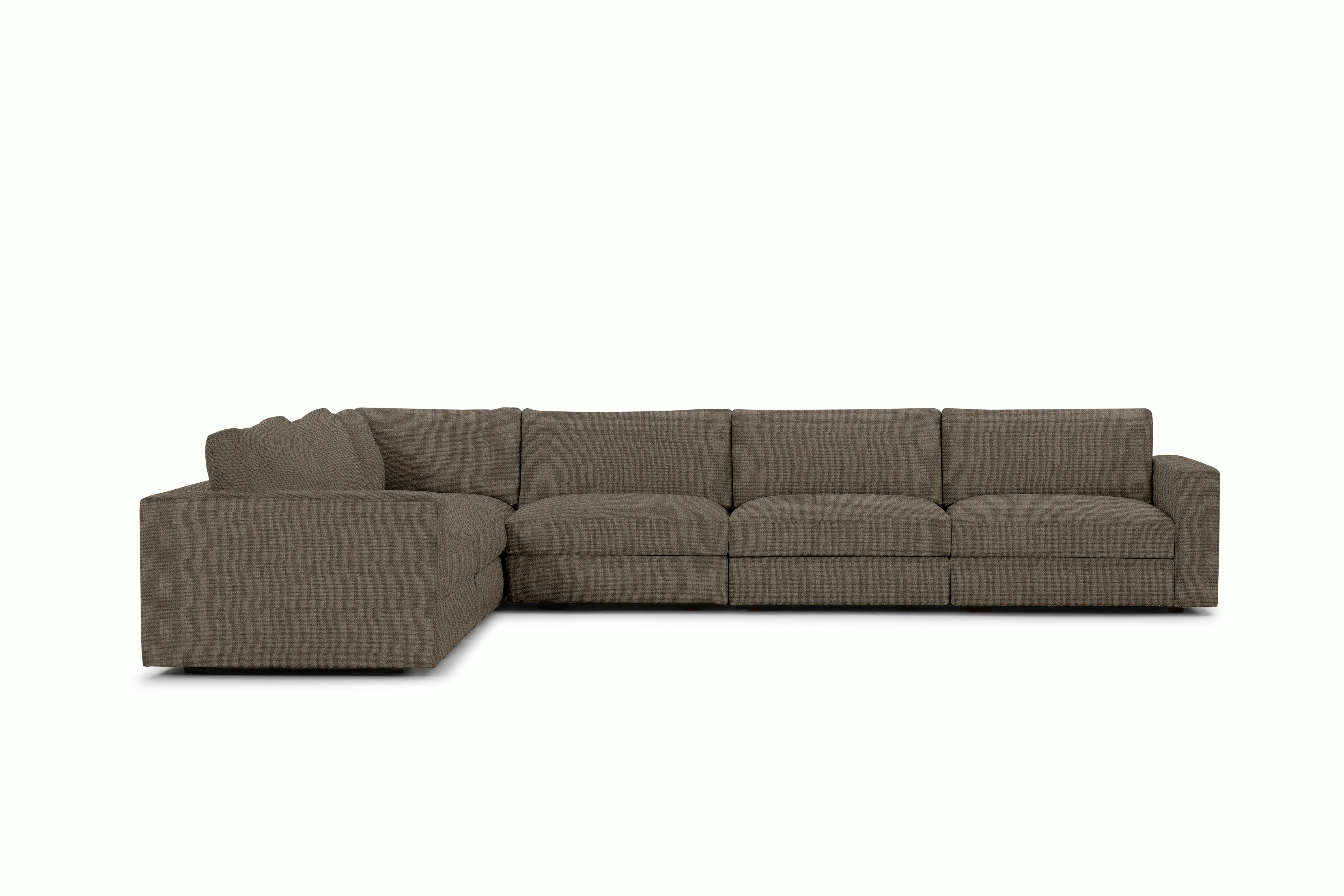 Reid Corner Sectional - L-Shaped Six Seater Sectional,  Standard,  Pebble Weave,  Bark,  1" Block"