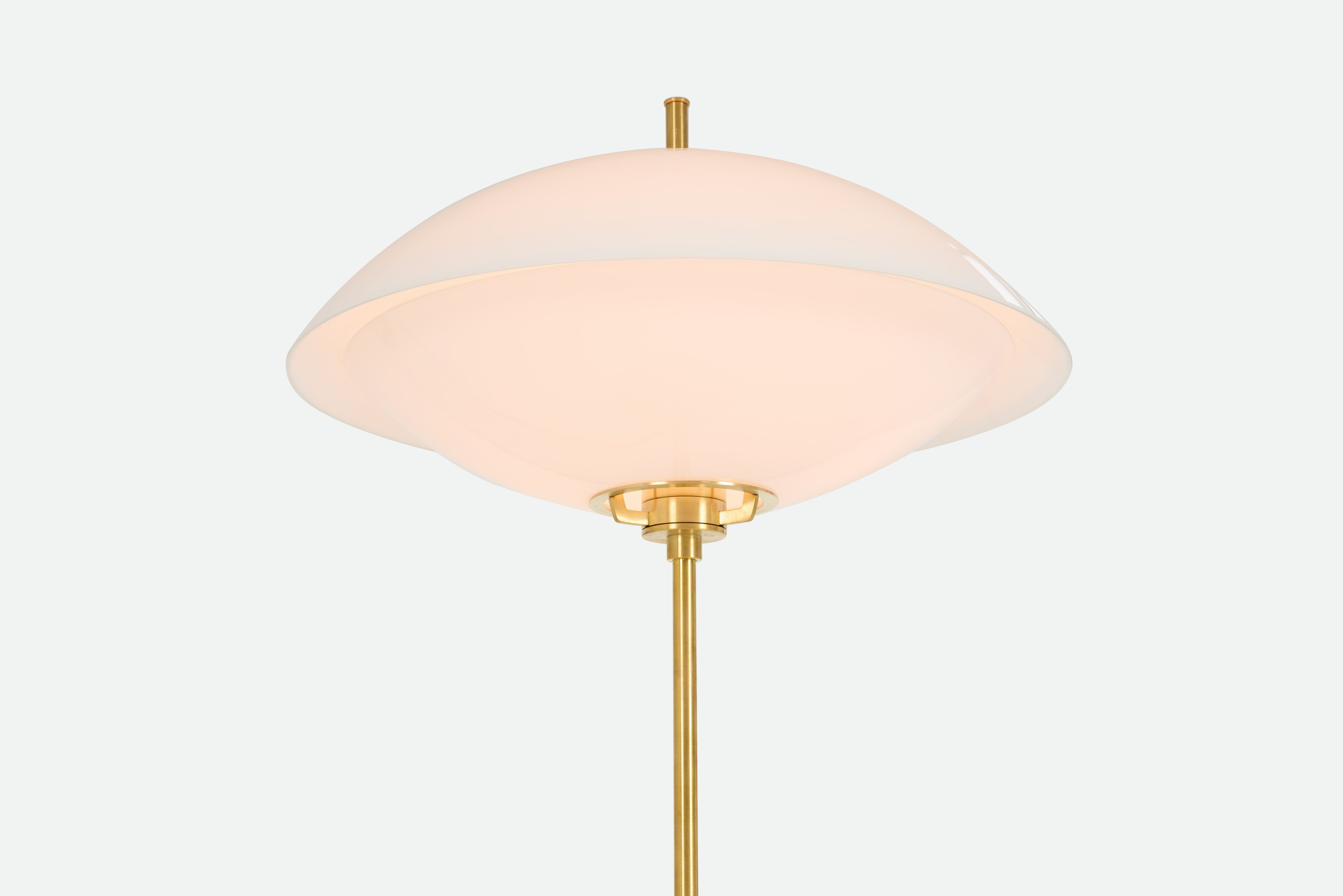 Clam Table Lamp,  opal,  brass