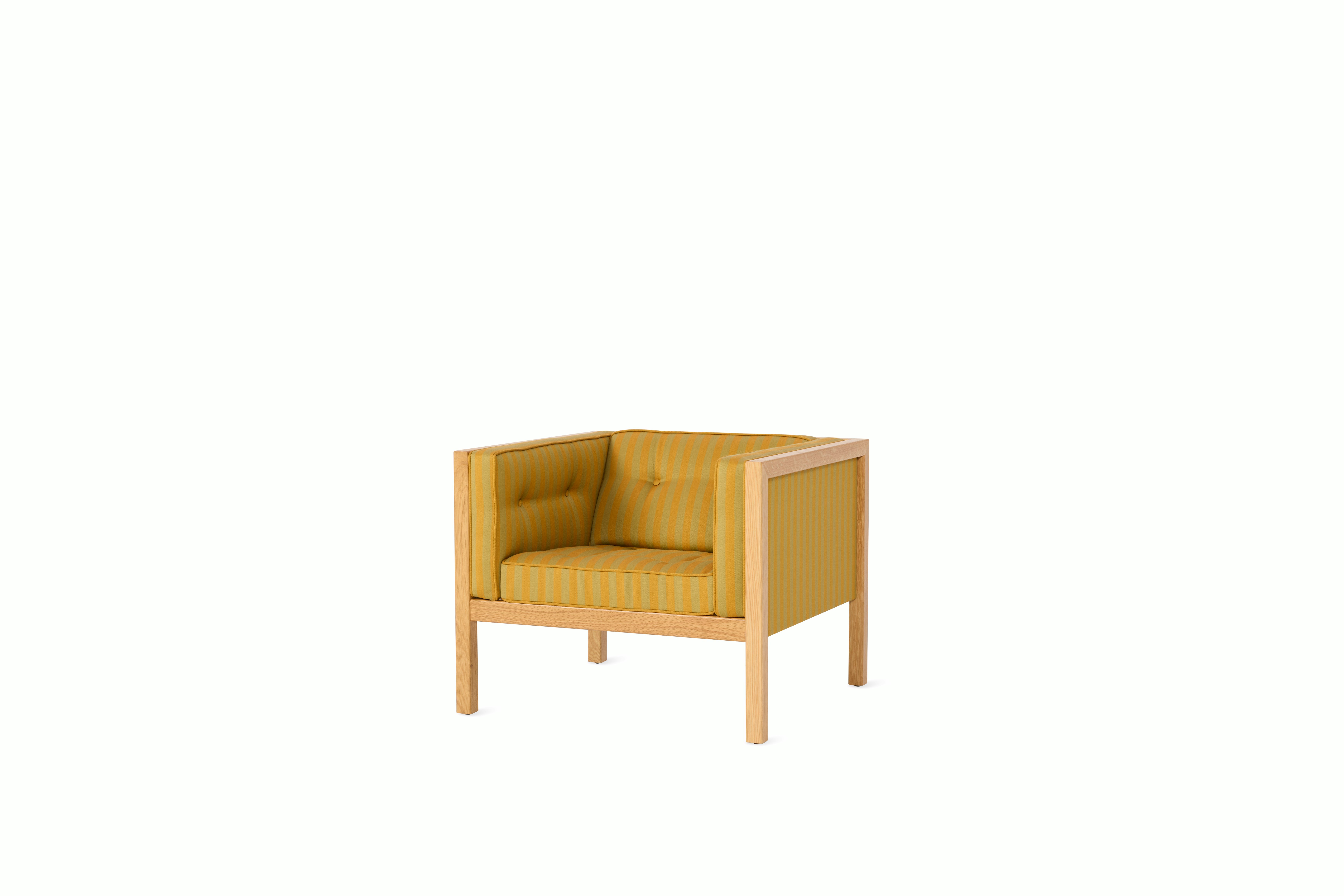 Cube Armchair - Toostripe,  Ochre Dark / Sienna,  Oak