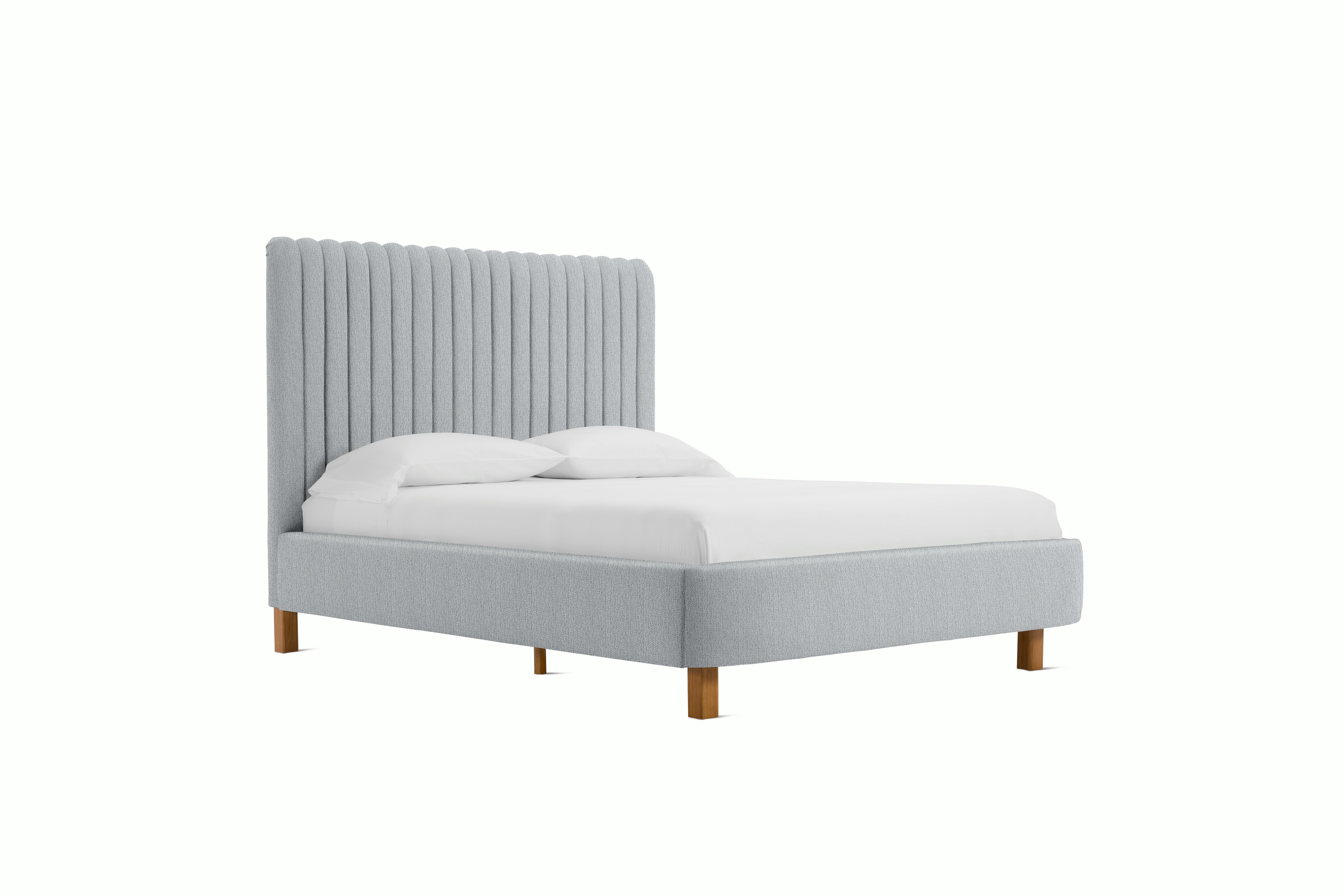Charlotte Bed - Grand,  Queen,  Oak,  Pebble Weave,  Fog