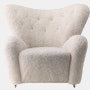Tired Man Lounge Chair in Dark Stained Oak,  Sheepskin,  Moonlight