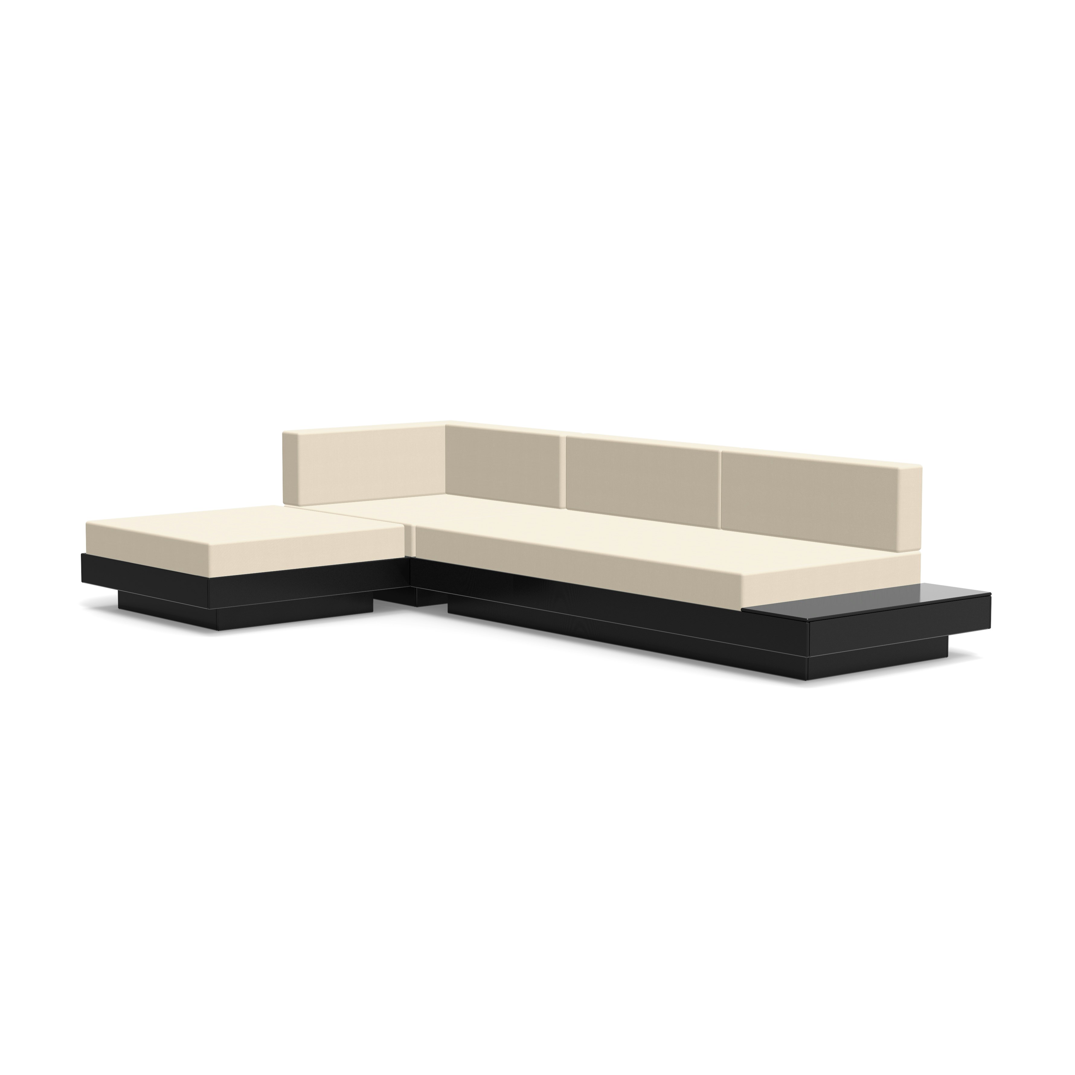 Platform One Sectional with Chaise - Black; Canvas Flax
