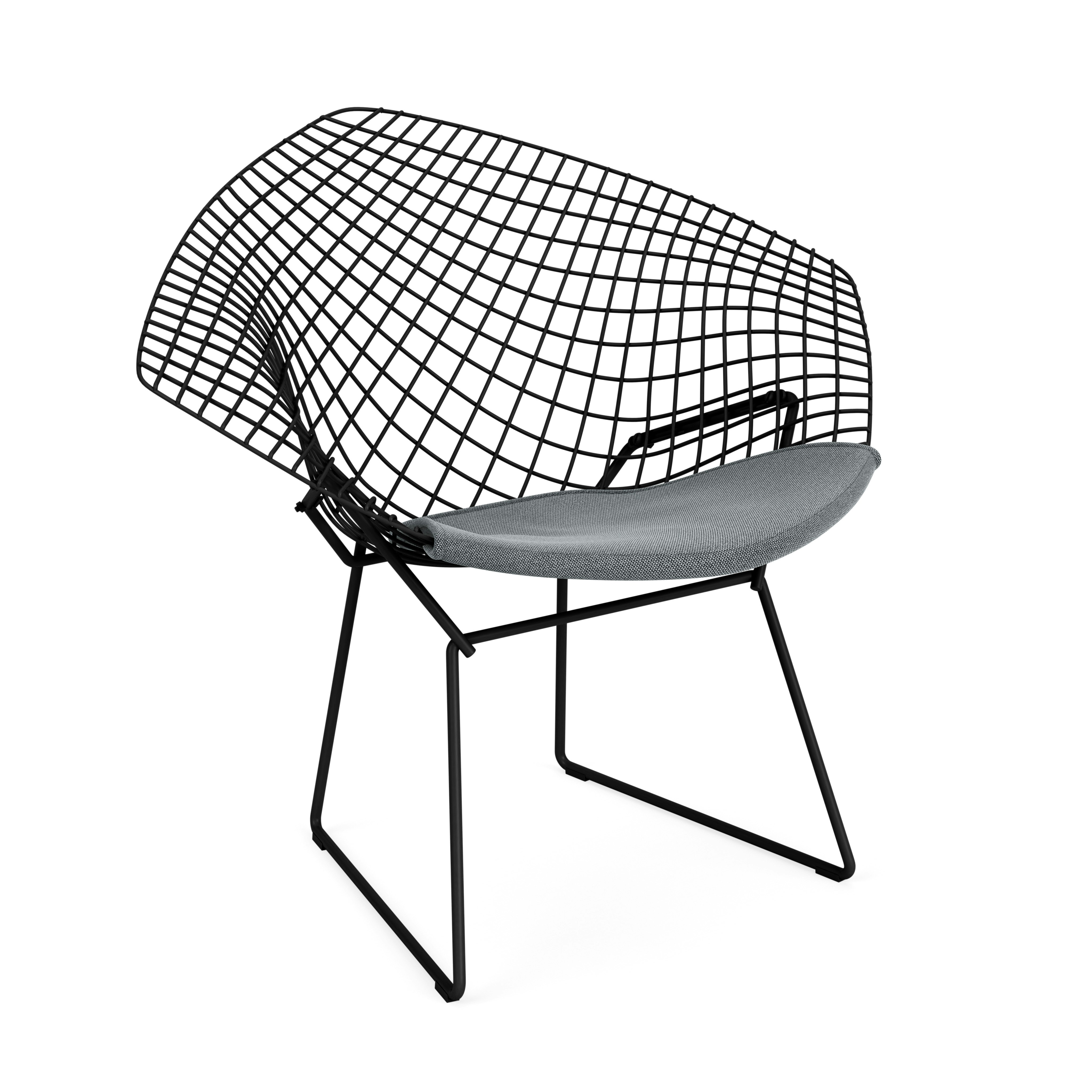 Bertoia Diamond Chair, Black, Seat Pad, Hourglass, Iron