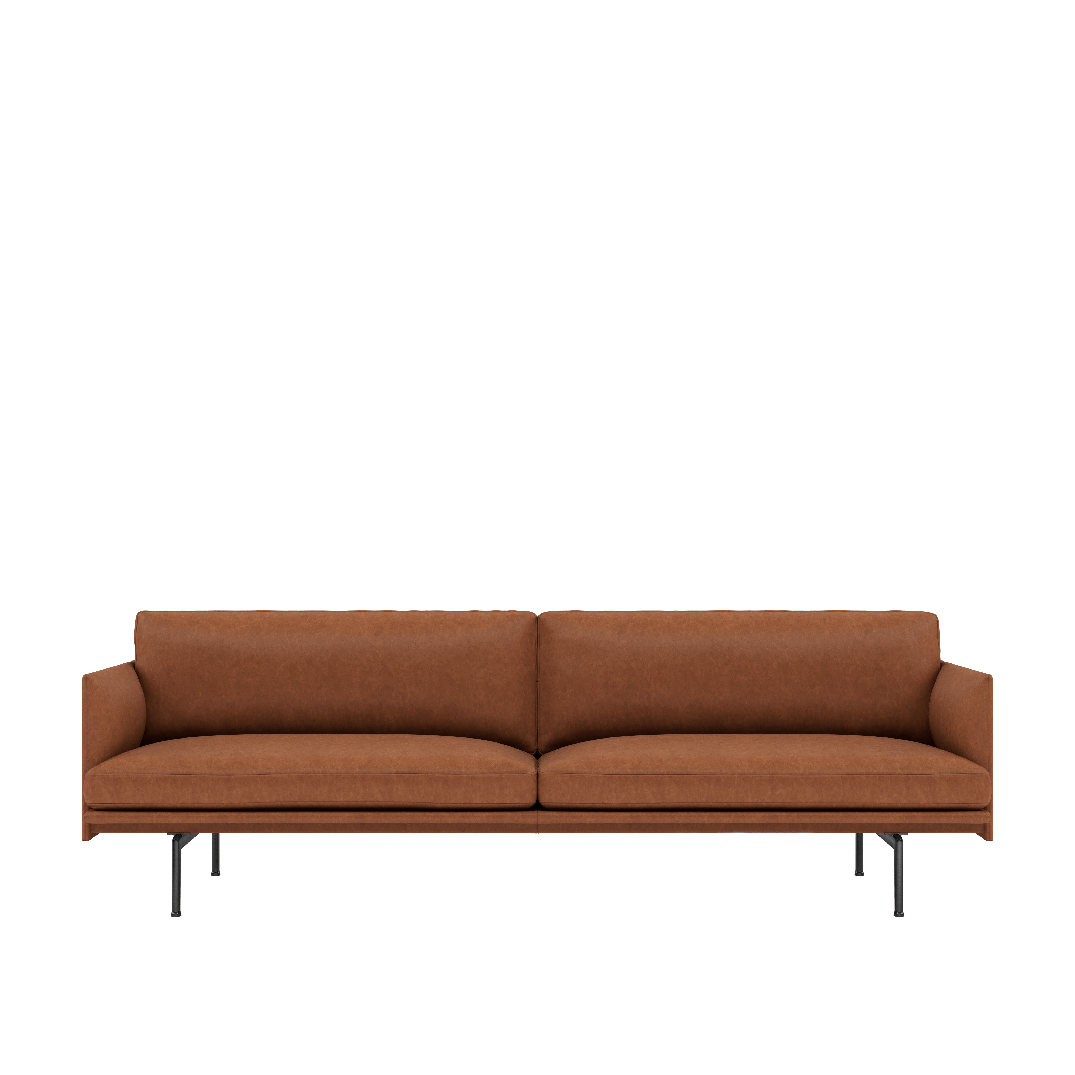 Outline Sofa, 3-Seater,  Black, Grace Leather ,  Rust