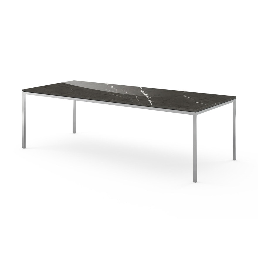 Florence Knoll Table - Rectangle, 94 x 39, Polished Grigio Marquina, Polished Chrome