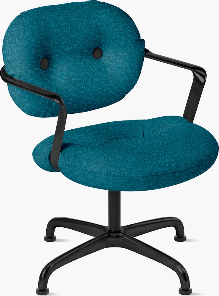 Morrison Hannah Occasional Chair - With Arms,  Knoll Boucle,  Aegean,  Black,  Glides FSC Certified