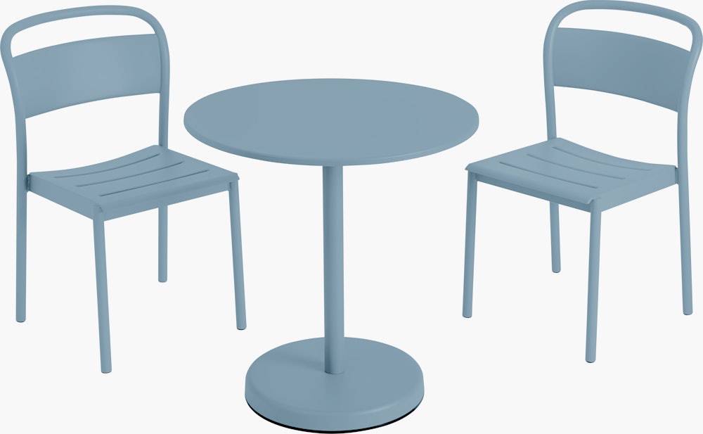 Linear Cafe Set - Round Table,  Pale Blue