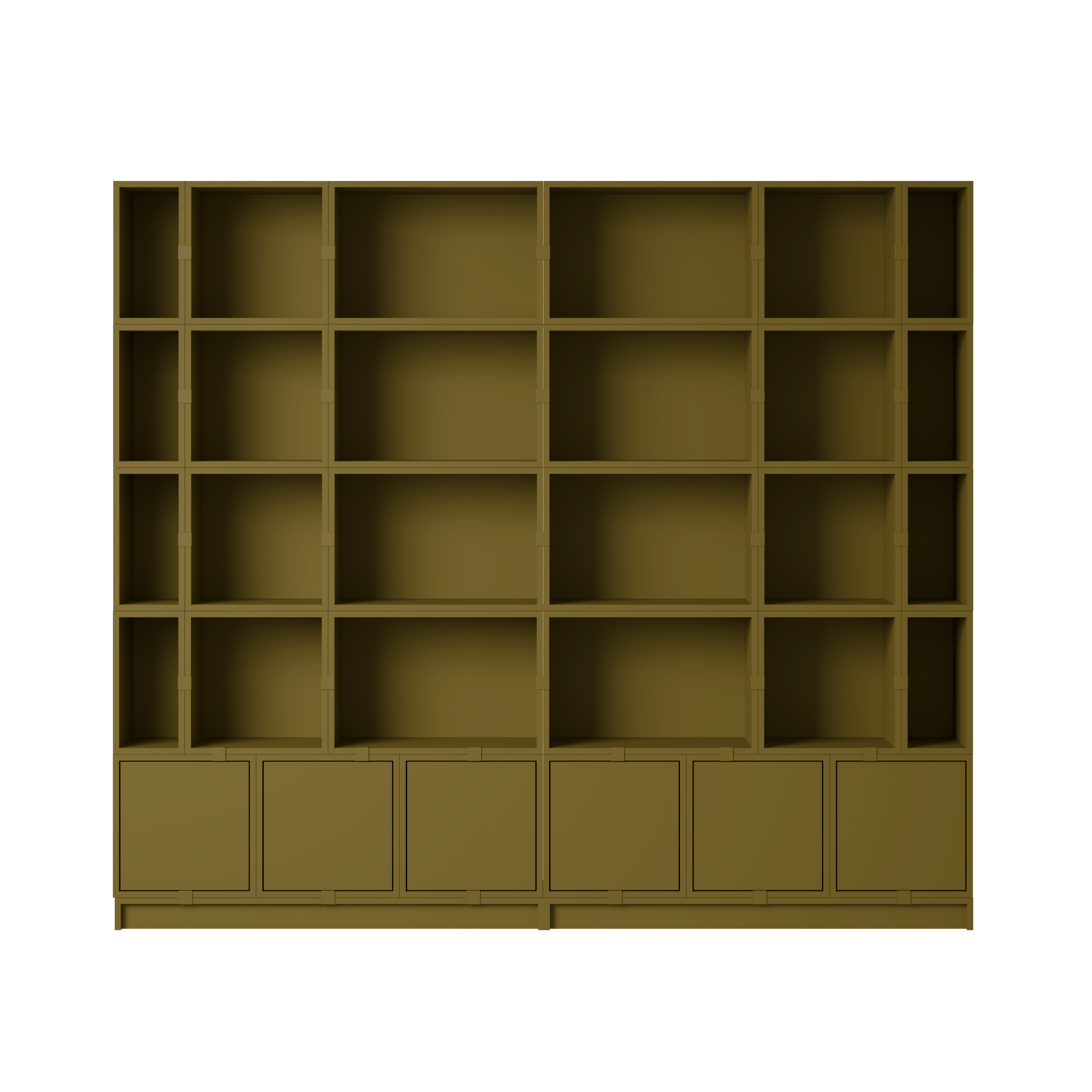 Stacked Storage Bookcase - Configuration 1,  Brown Green,  Plinth