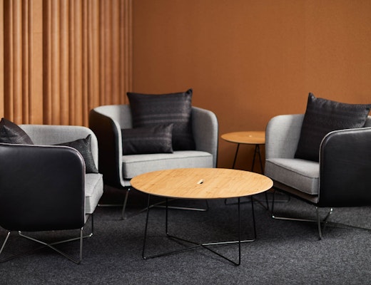 Rockwell Unscripted rockwell unscripted club chair wire base occasional table immersive planning neocon showroom 2017 wall coverings unscripted pillow