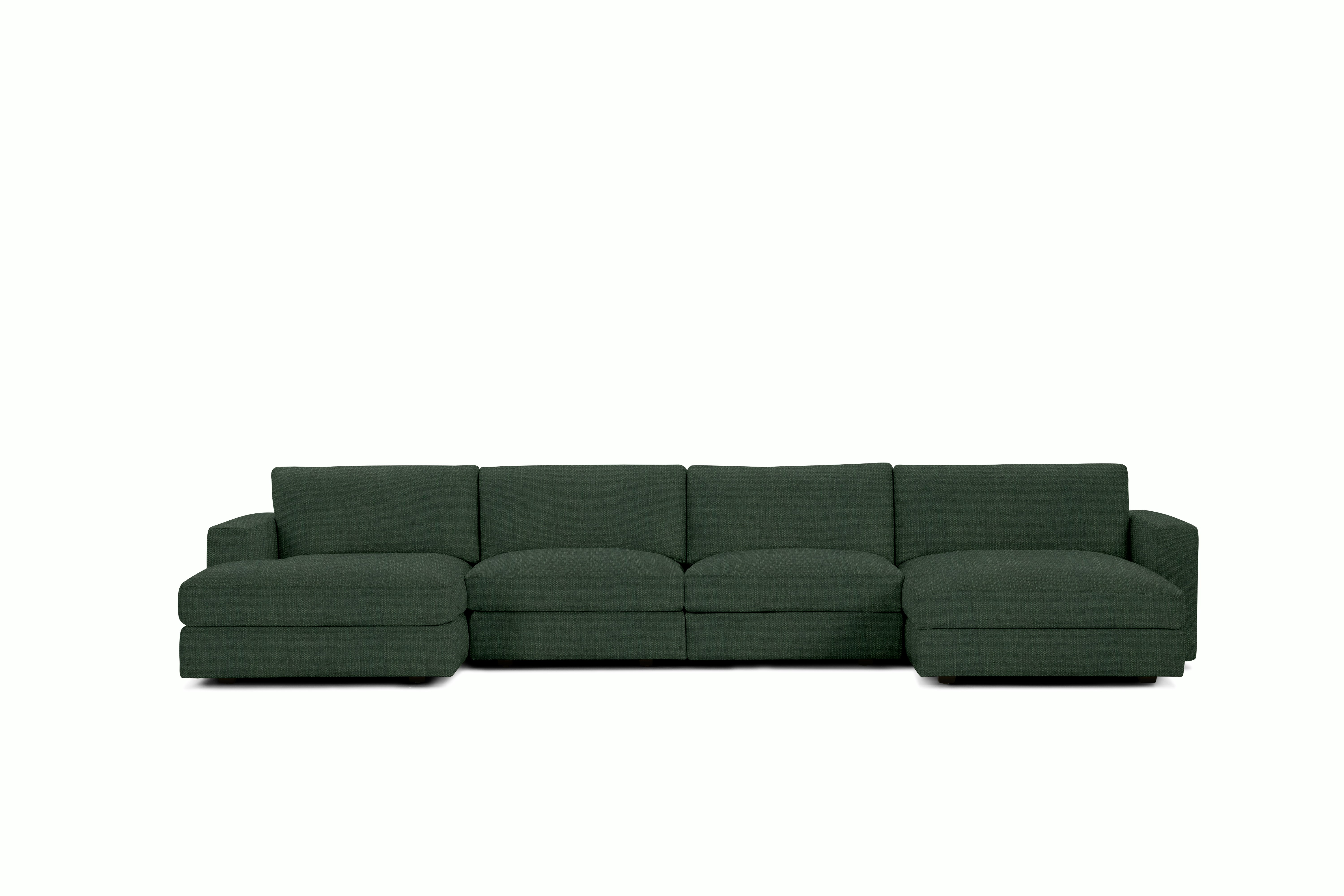 Reid Sectional - Double Chaise Sectional,  Standard,  Crypton Robusta,  Basil,  1" Block"