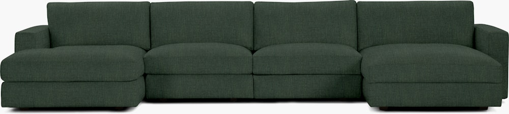 Reid Sectional - Double Chaise Sectional,  Standard,  Crypton Robusta,  Basil,  1" Block"