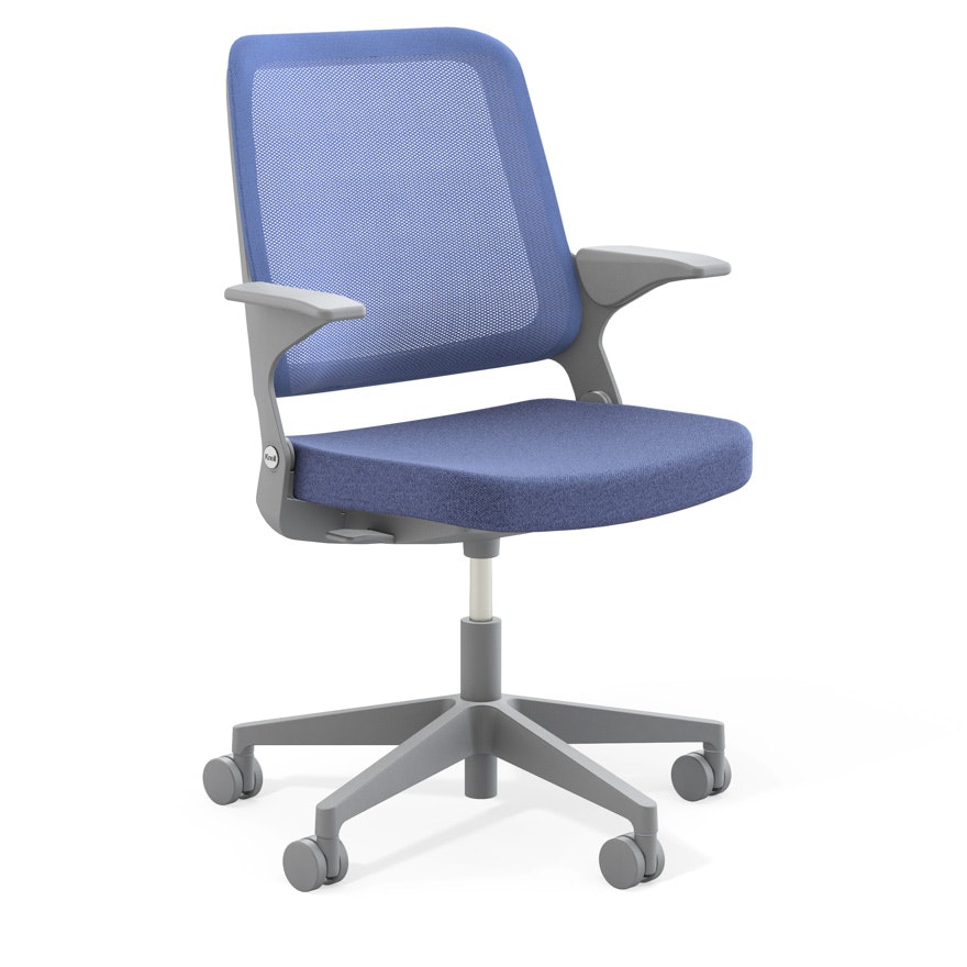Ollo Chair - Arms, Blueberry, Blueberry, Medium Grey, Plastic, Soft Casters