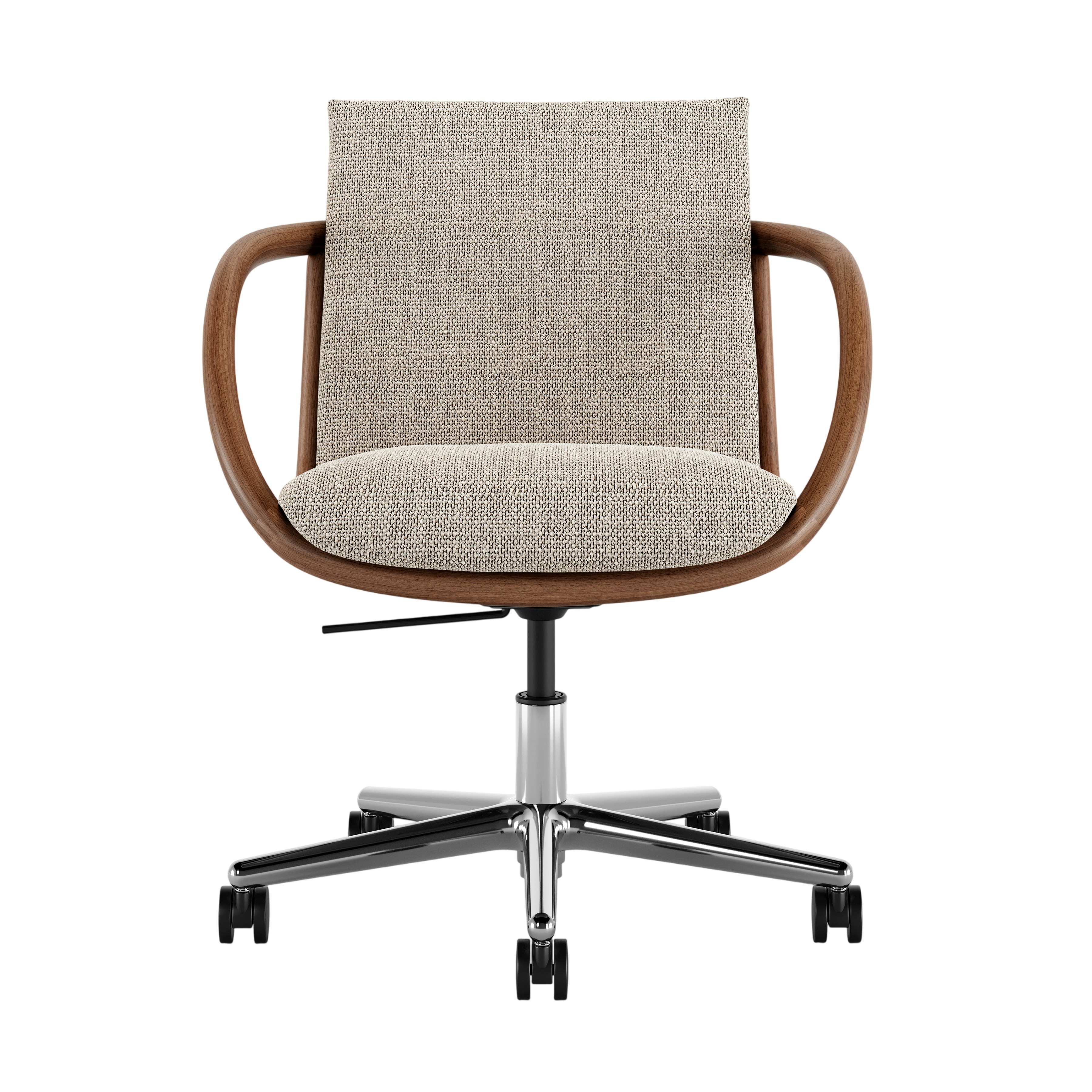 Full Loop Task Chair - Capri Stone,  Walnut,  Polished Aluminum