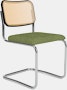 Cesca Side Chair - Caned with Ebonized Beech Back,  Upholstered Seat,  Prestini,  Green and White
