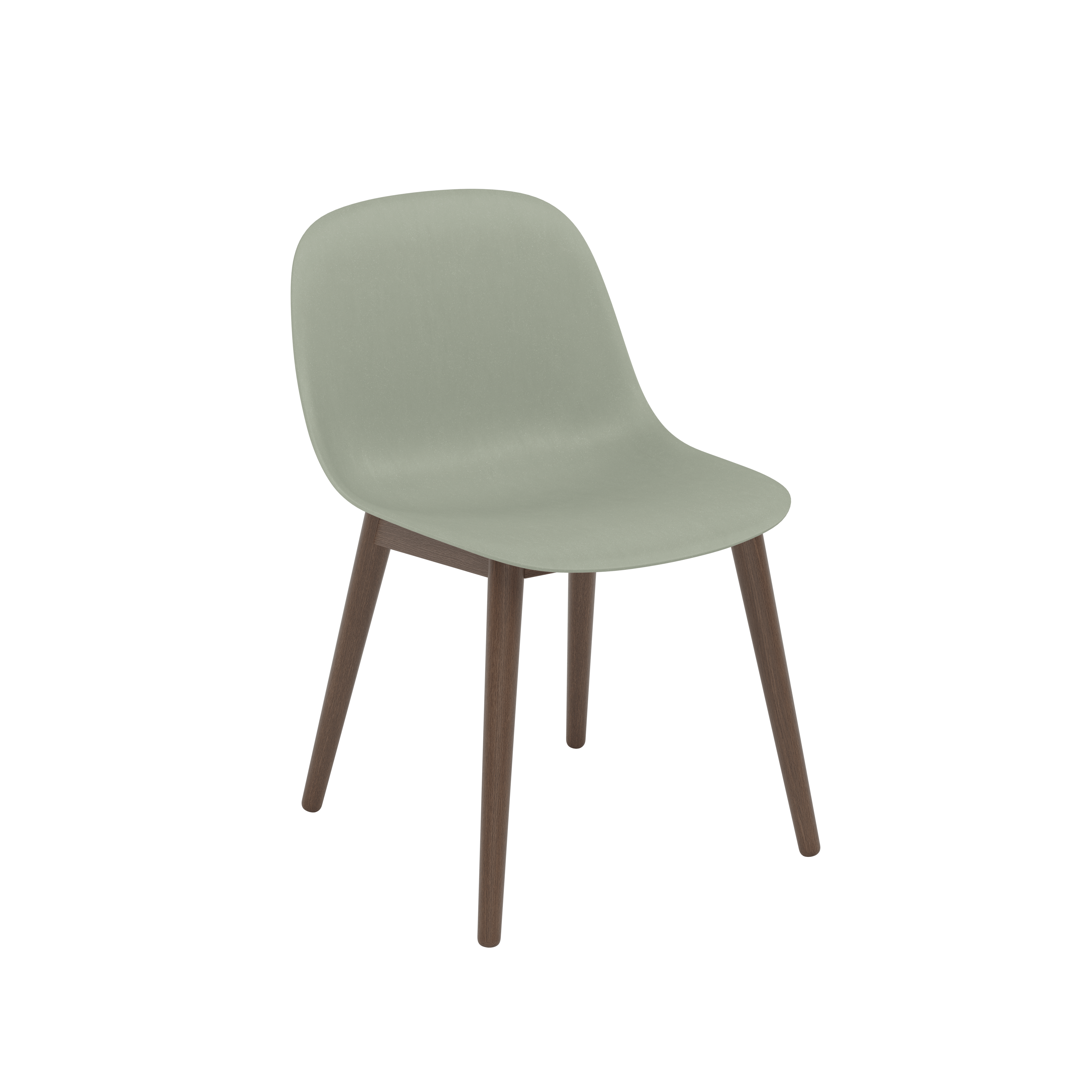 Fiber Dining Chair - Side Chair,  Recycled Plastic,  Dusty Green,  Dark Stained Oak
