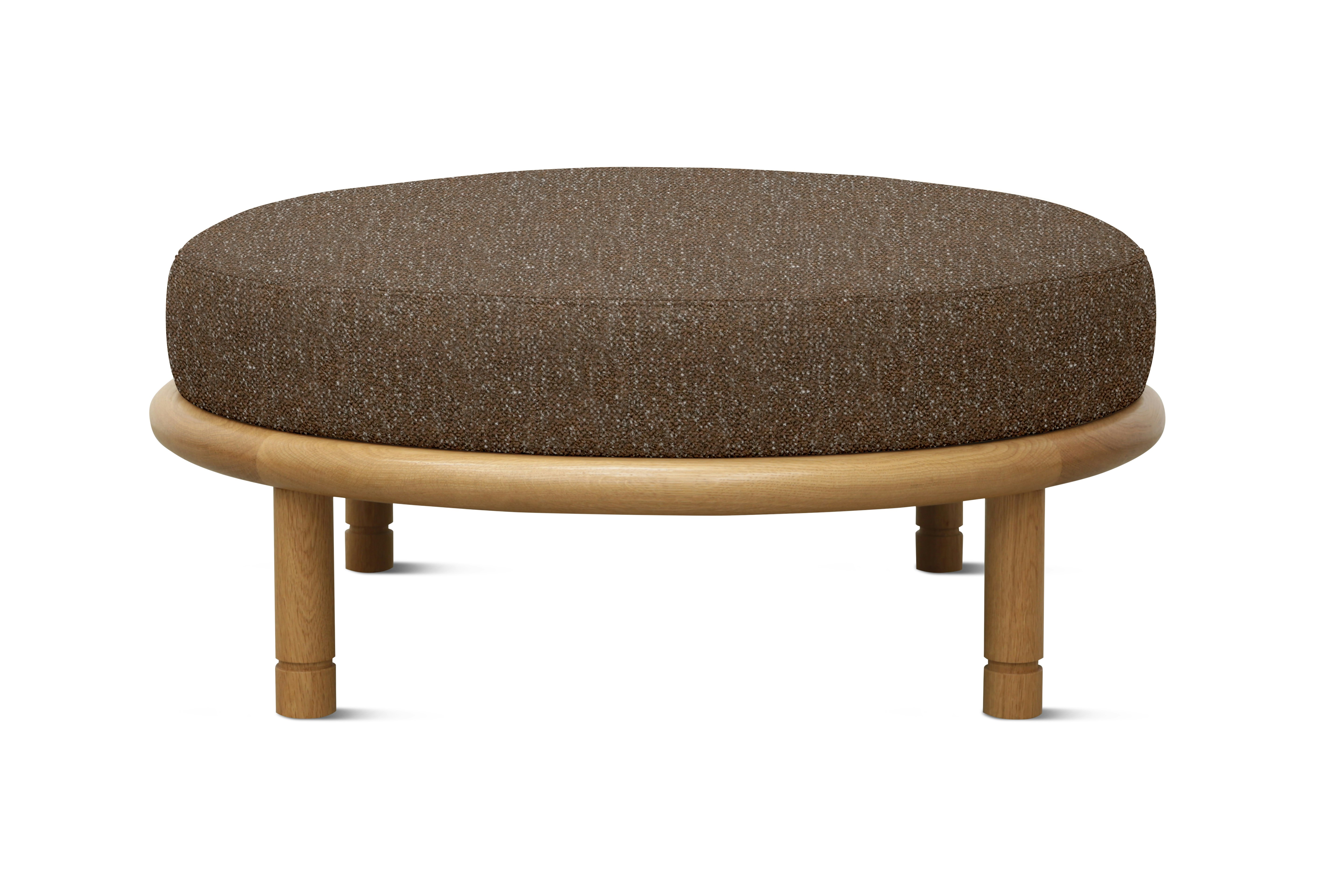 Moreno Ottoman - Round,  Novato,  Chocolate,  Oak