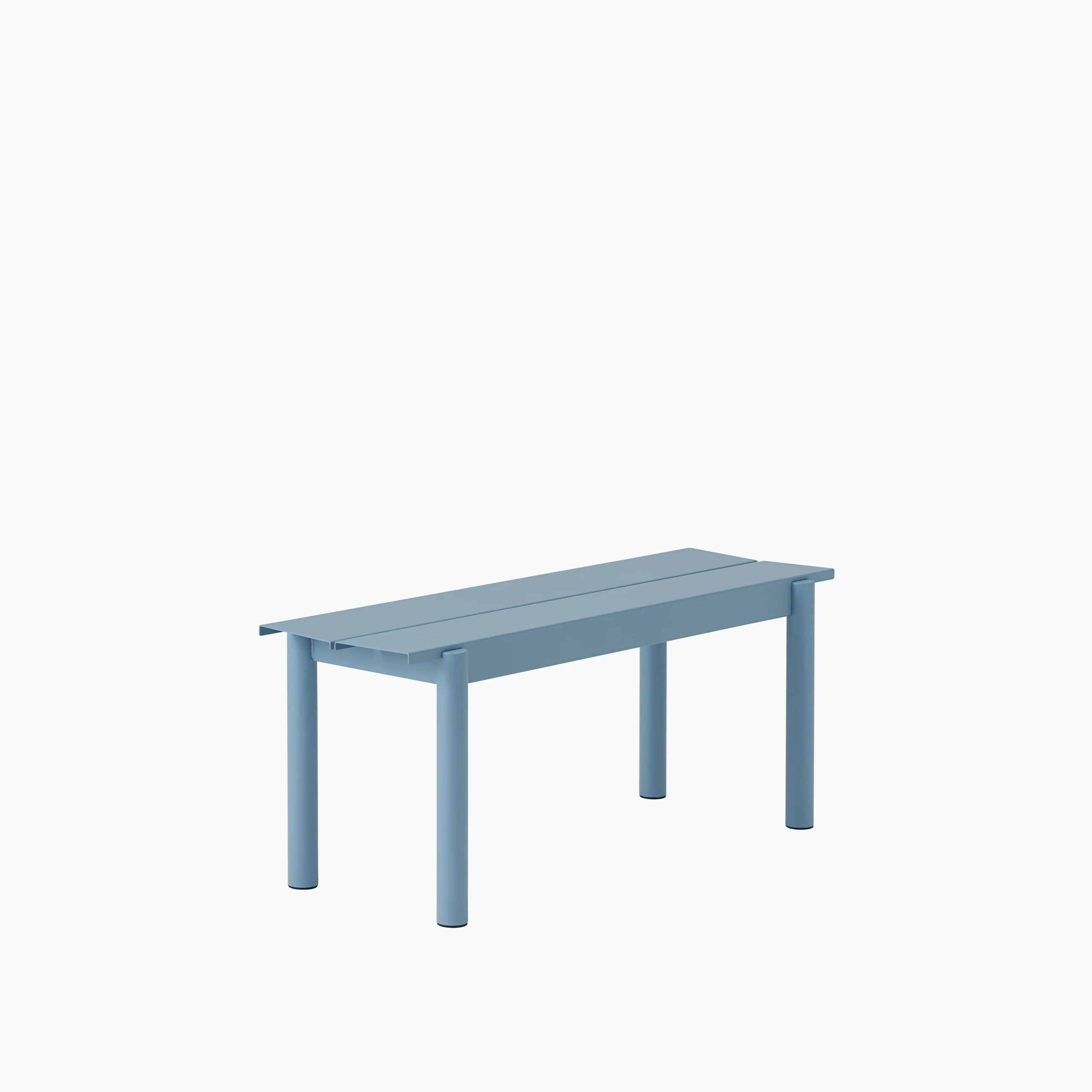 Linear steel outdoor bench 110 pale blue Muuto