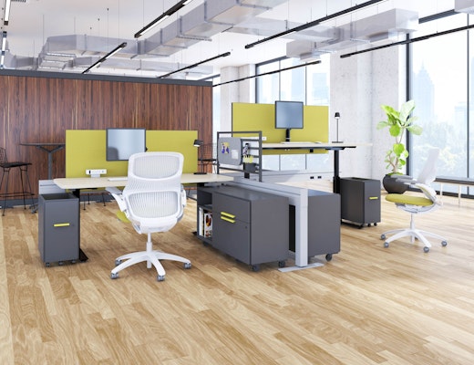 Antenna Power Beam with Anchor Storage k.stand height adjustbale generation gen anchor canary yellow accent color mobile credenza ped pedestal tray top muuto tip lamp accessory antenna ladder spine power beam