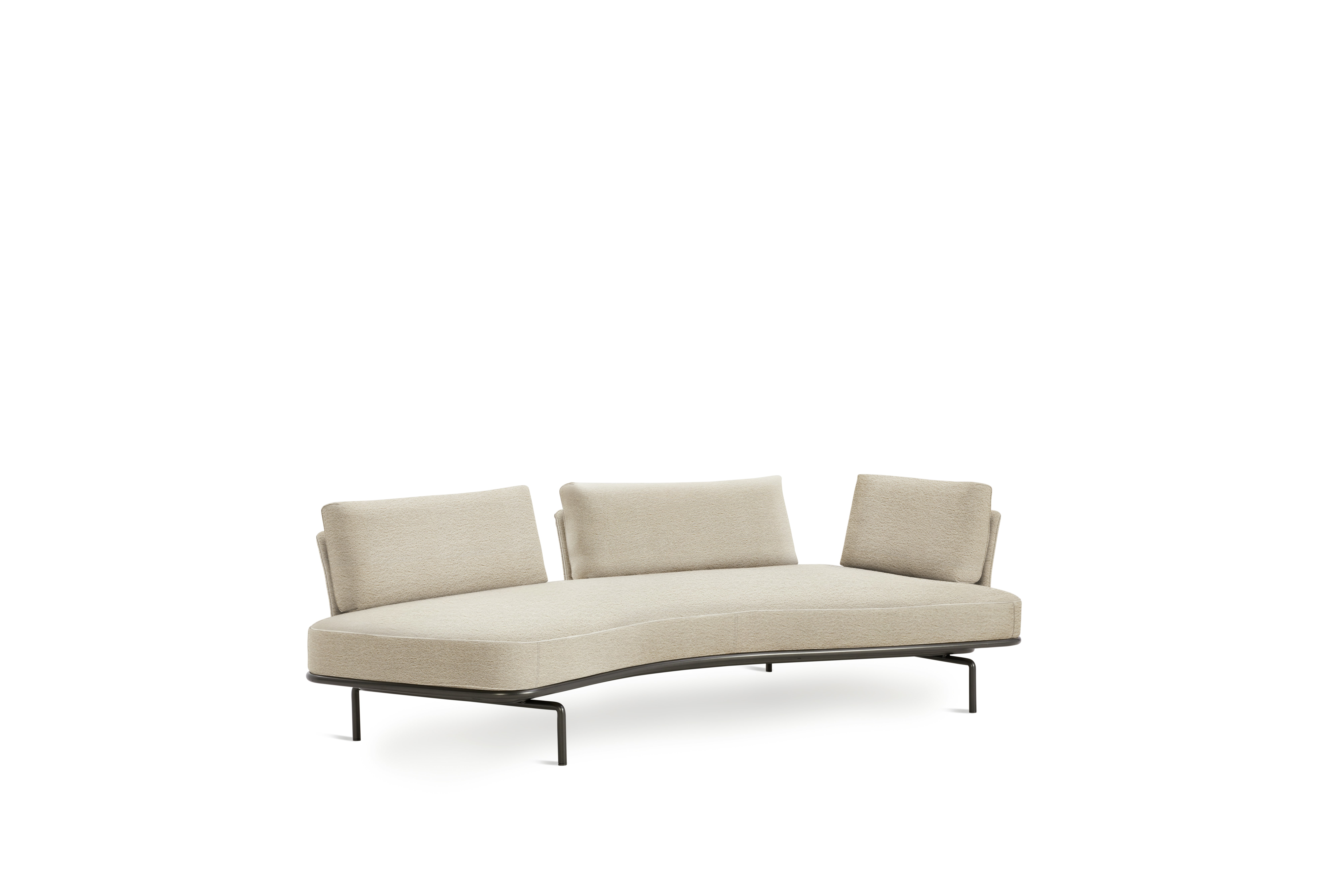 Panoramic Sofa - Right,  Small / Double Large,  Curly,  Ivory,  Charcoal