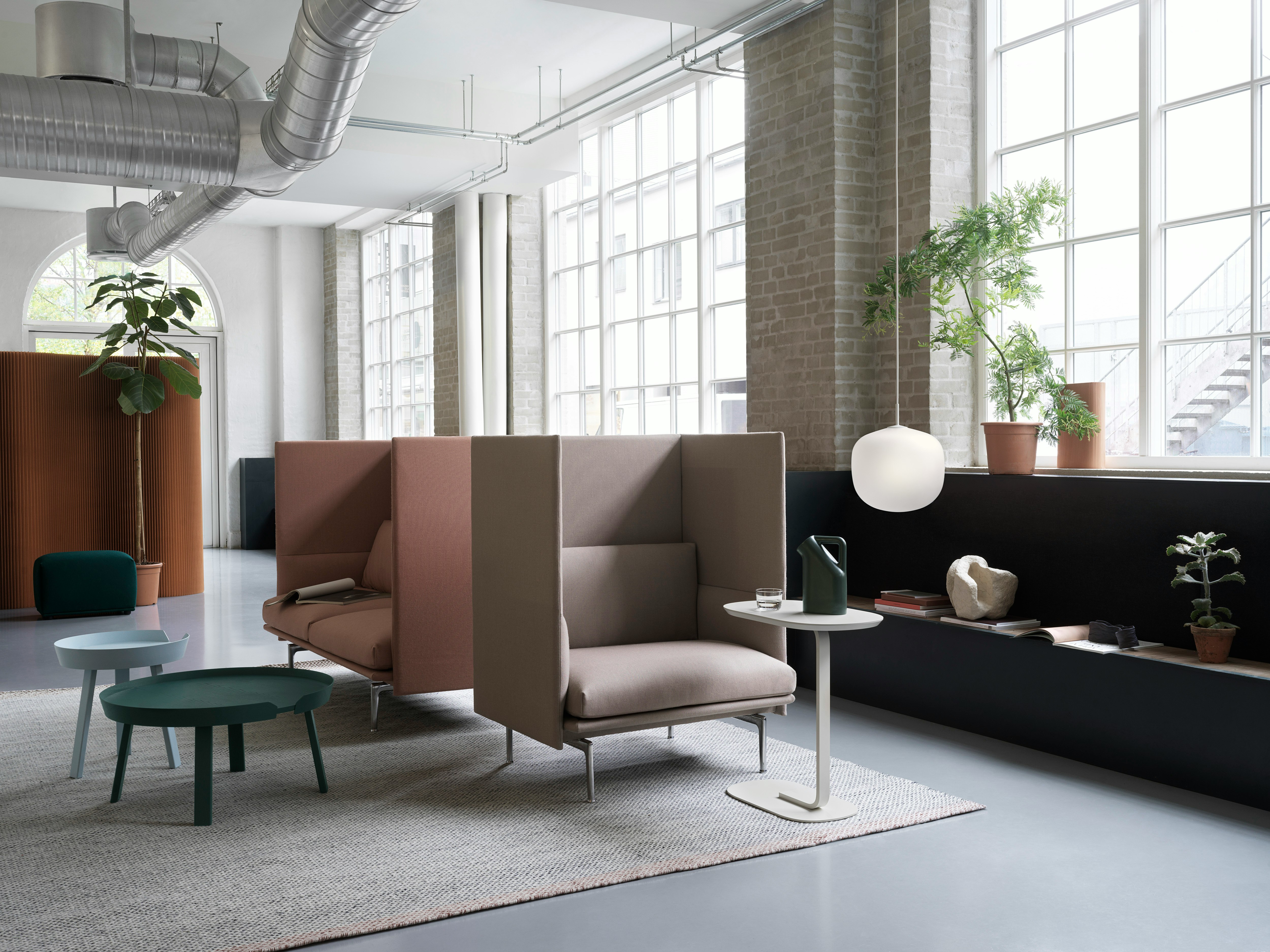 outline highback 1 seater twill weave 230 2 seater twill weave 530 around relate rime pendant V2 muuto med res