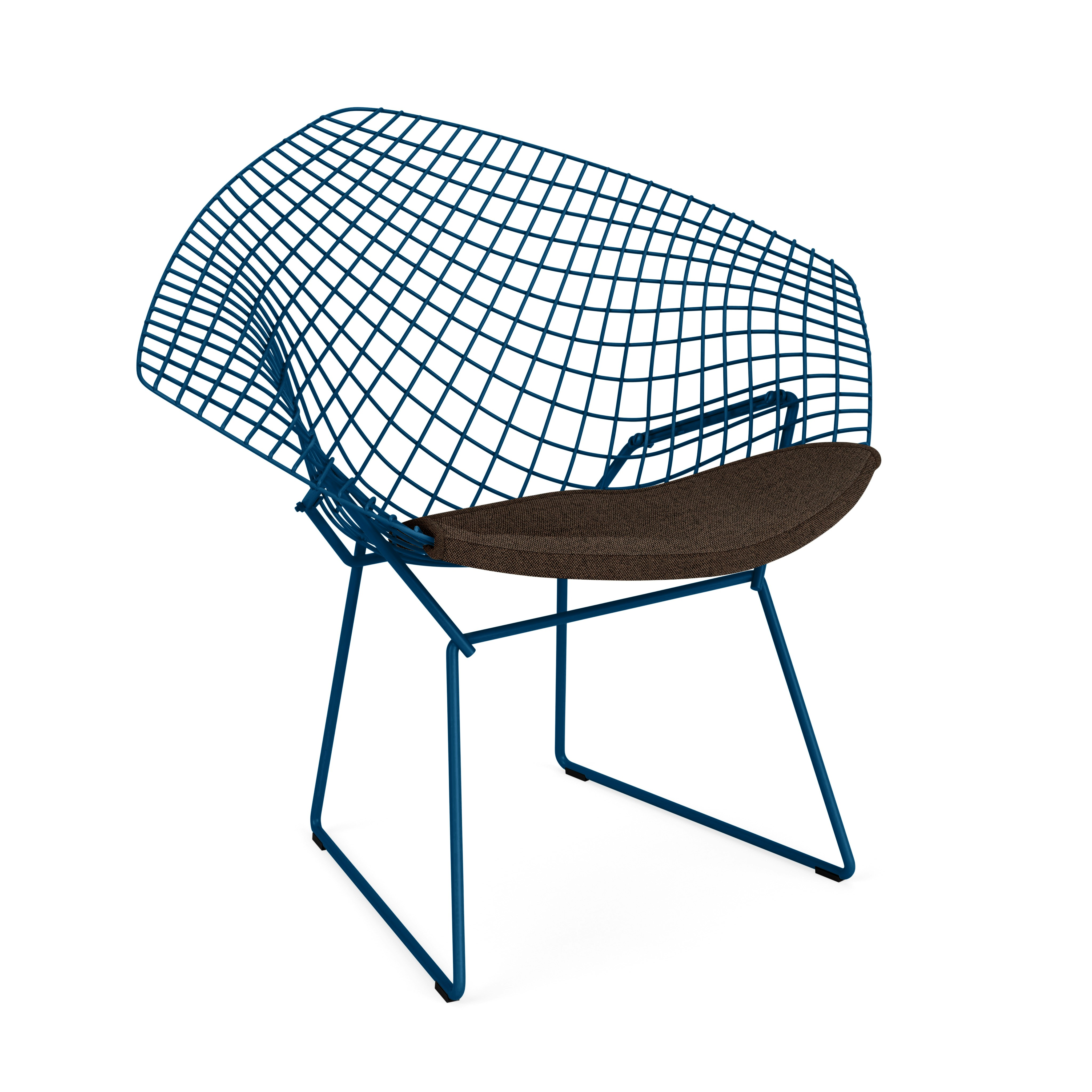 Bertoia Diamond Chair,  Blue,  Seat Pad,  Hourglass,  Mocha