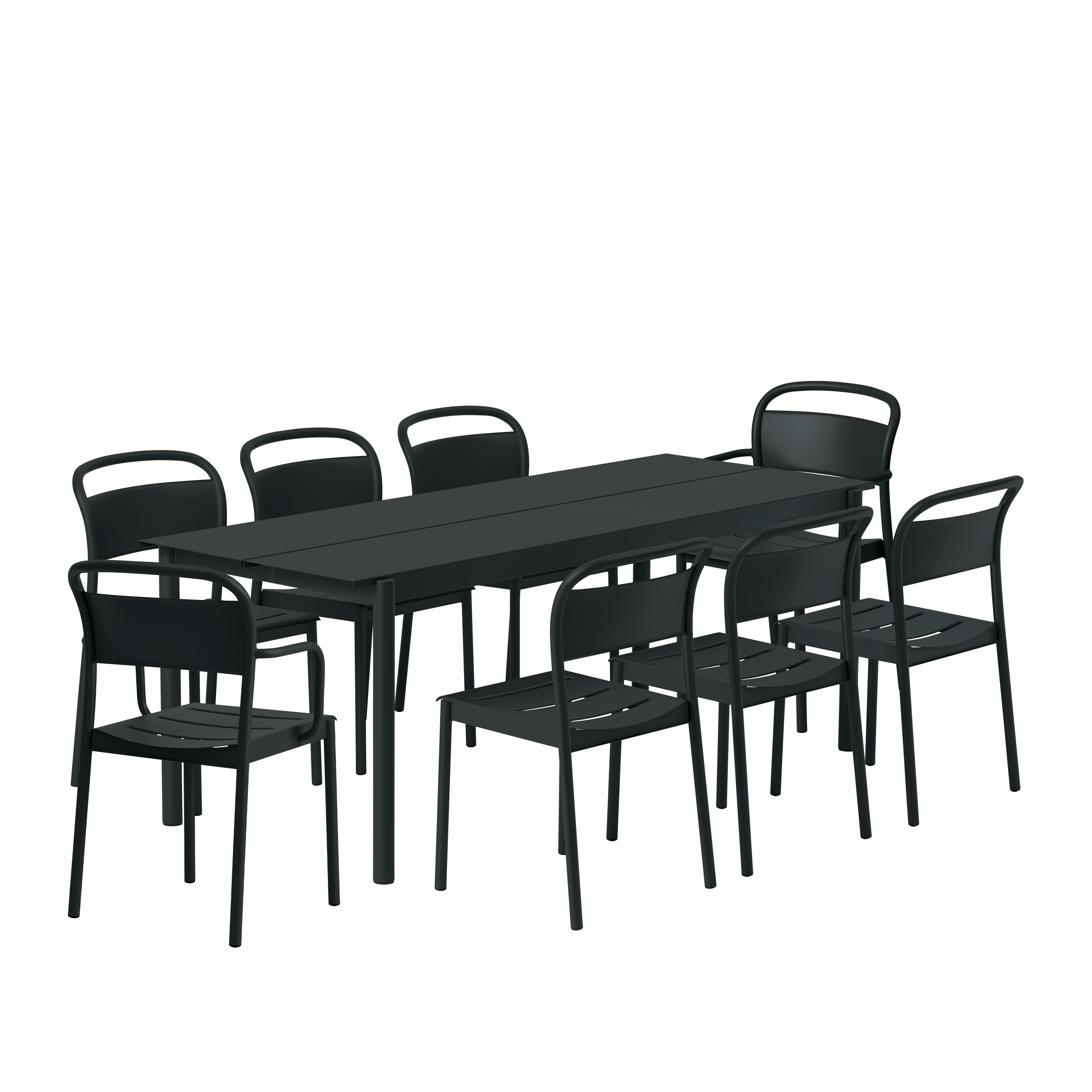 Linear Dining Set - 87" Table,  2 Armchairs,  & 6 Side Chairs,  Black"