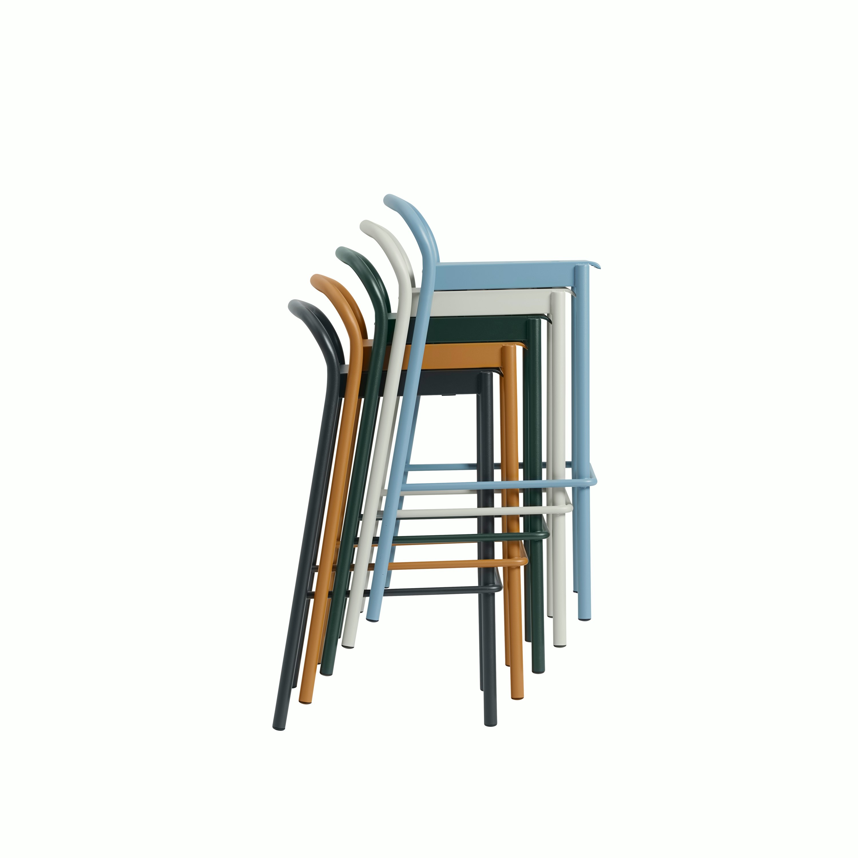 Linear steel bar stool h75 stacked Muuto