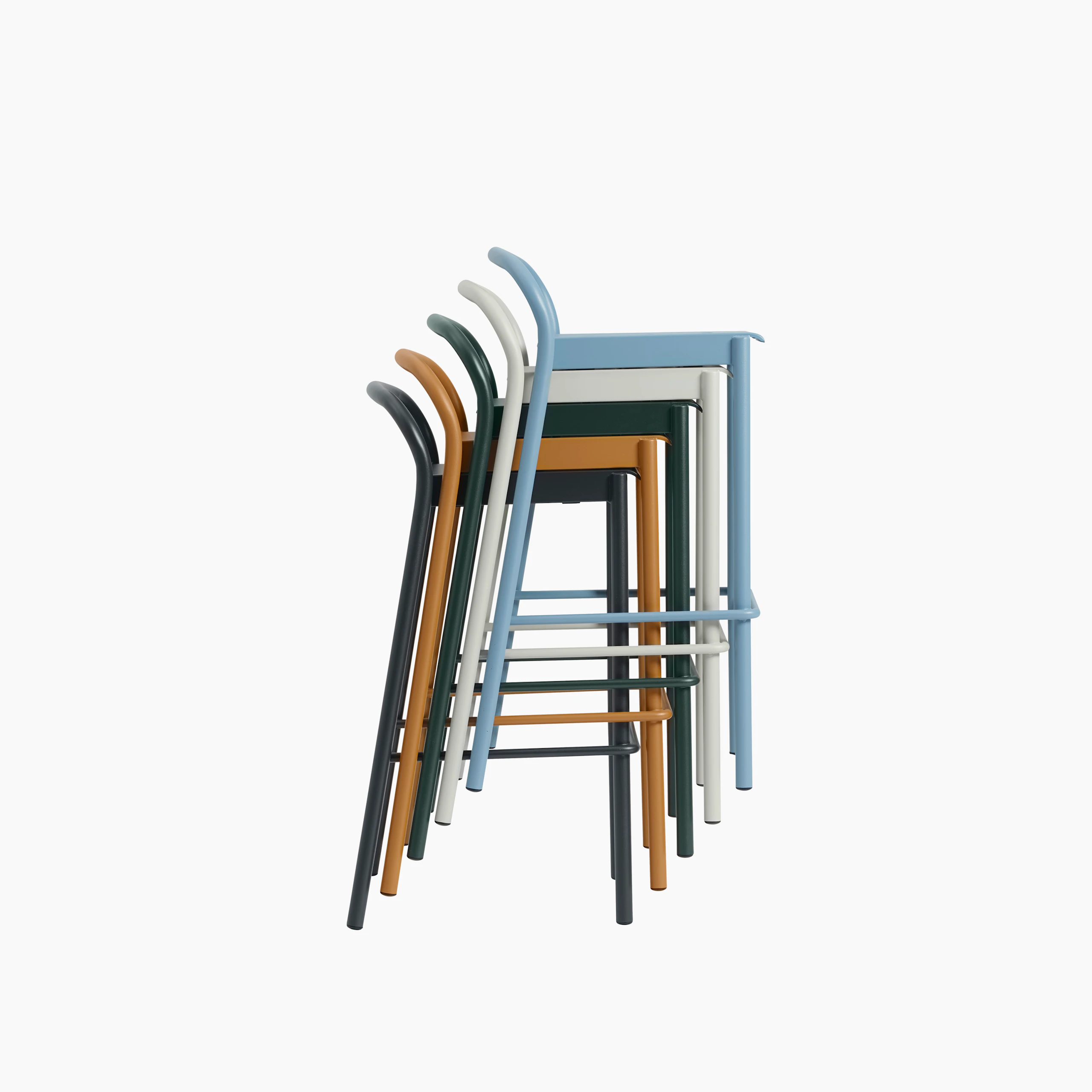 Linear steel bar stool h75 stacked Muuto