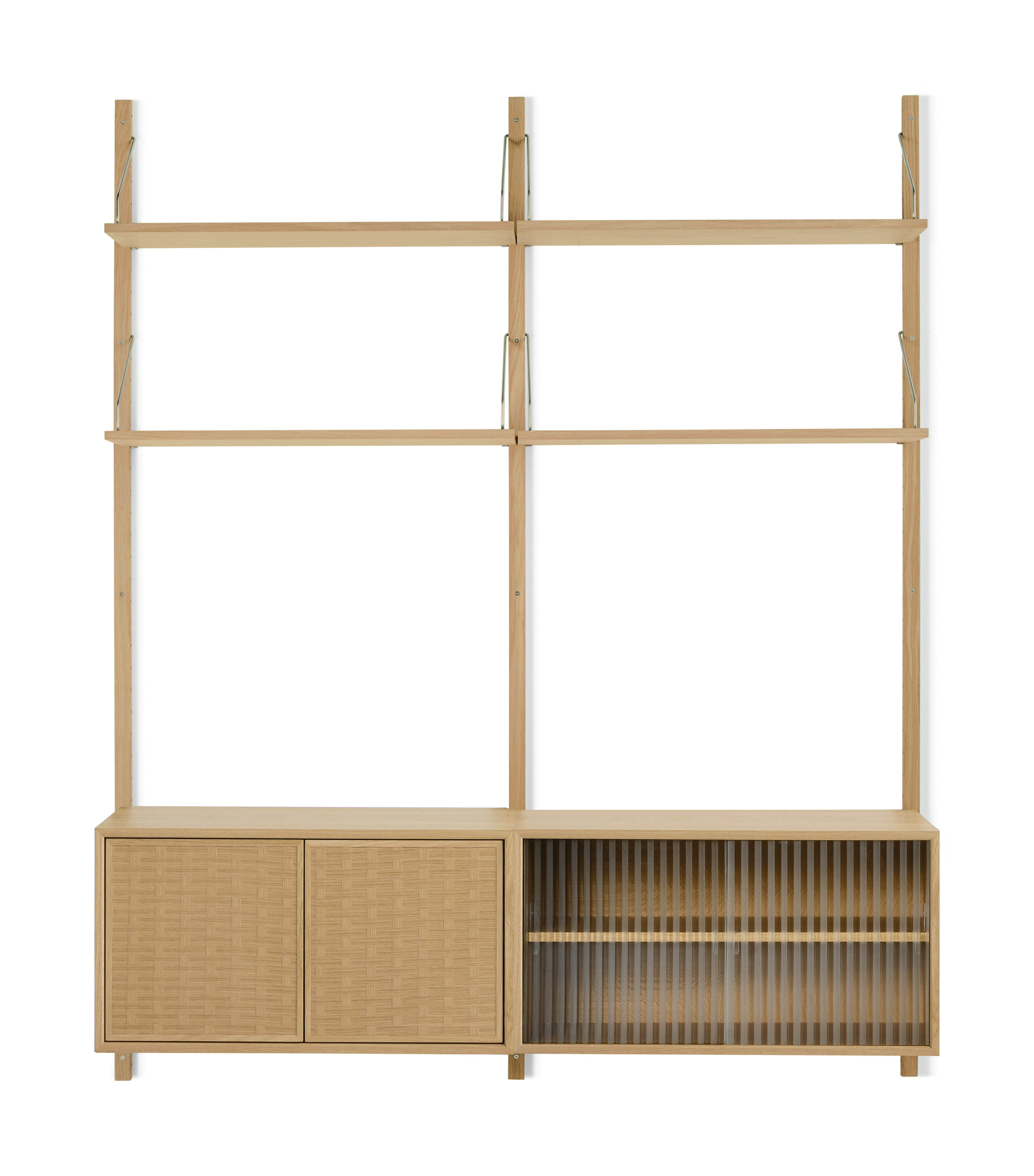 Royal System Shelving 2 Bay - Oak,  2 Cabinets,  Mixed Cabinet A