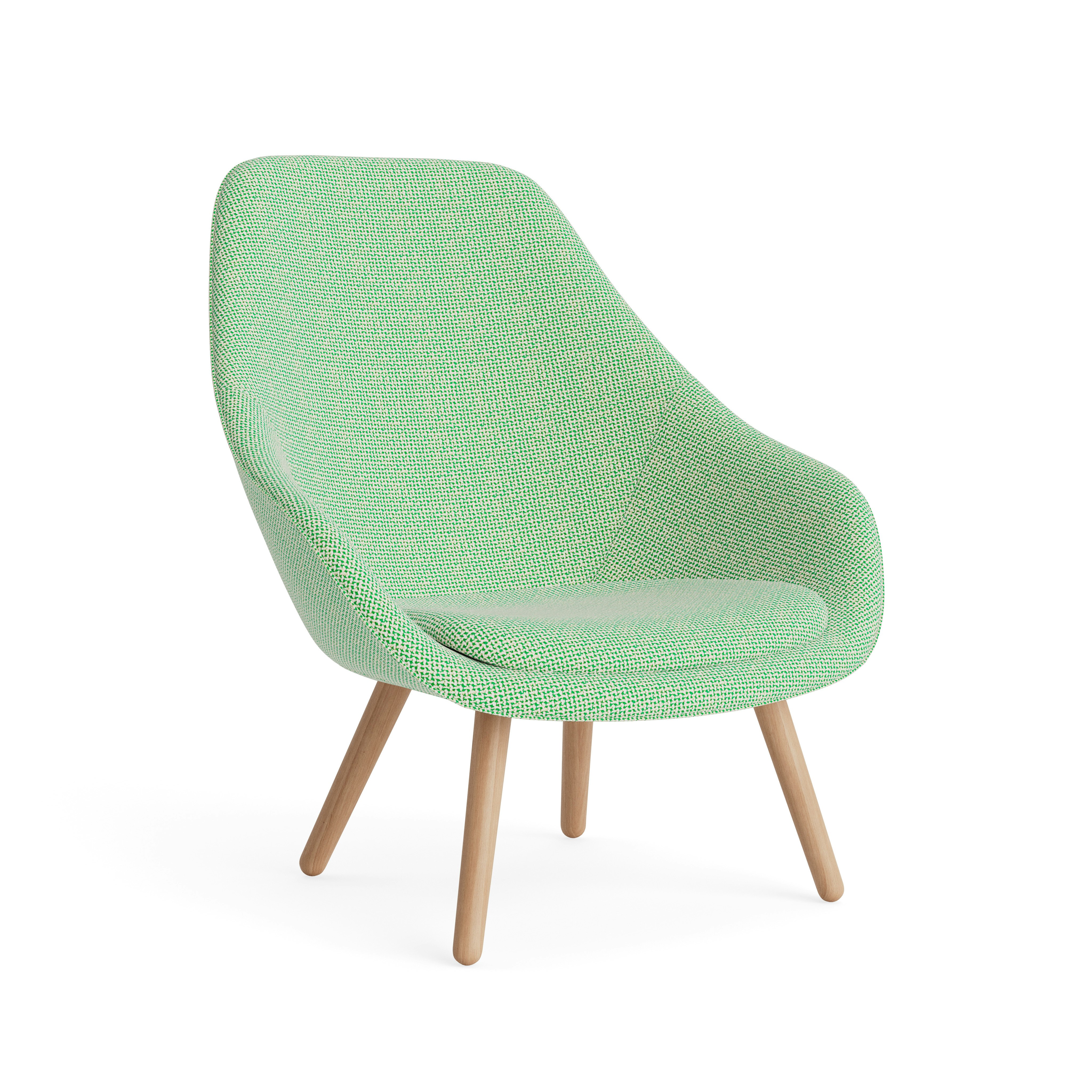 AAL 92 Armchair, High Back - Tartaglia, 989 Green White, Matte Lacquered Oak
