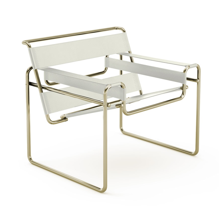 Wassily Chair - Belting Leather, Cream, Gold