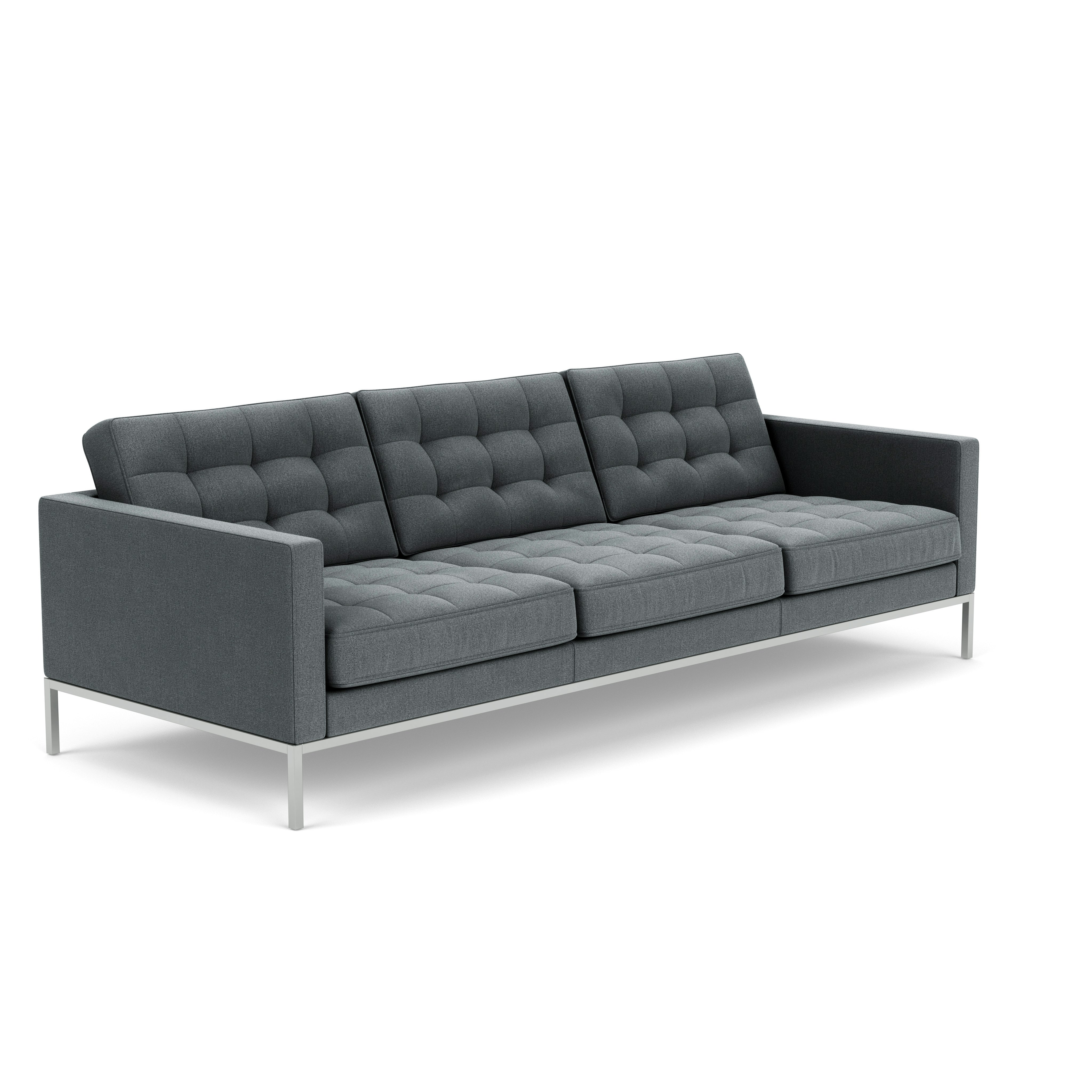 Florence Knoll Relaxed Sofa - Two Seater, Hourglass, Iron, Pol Chrome