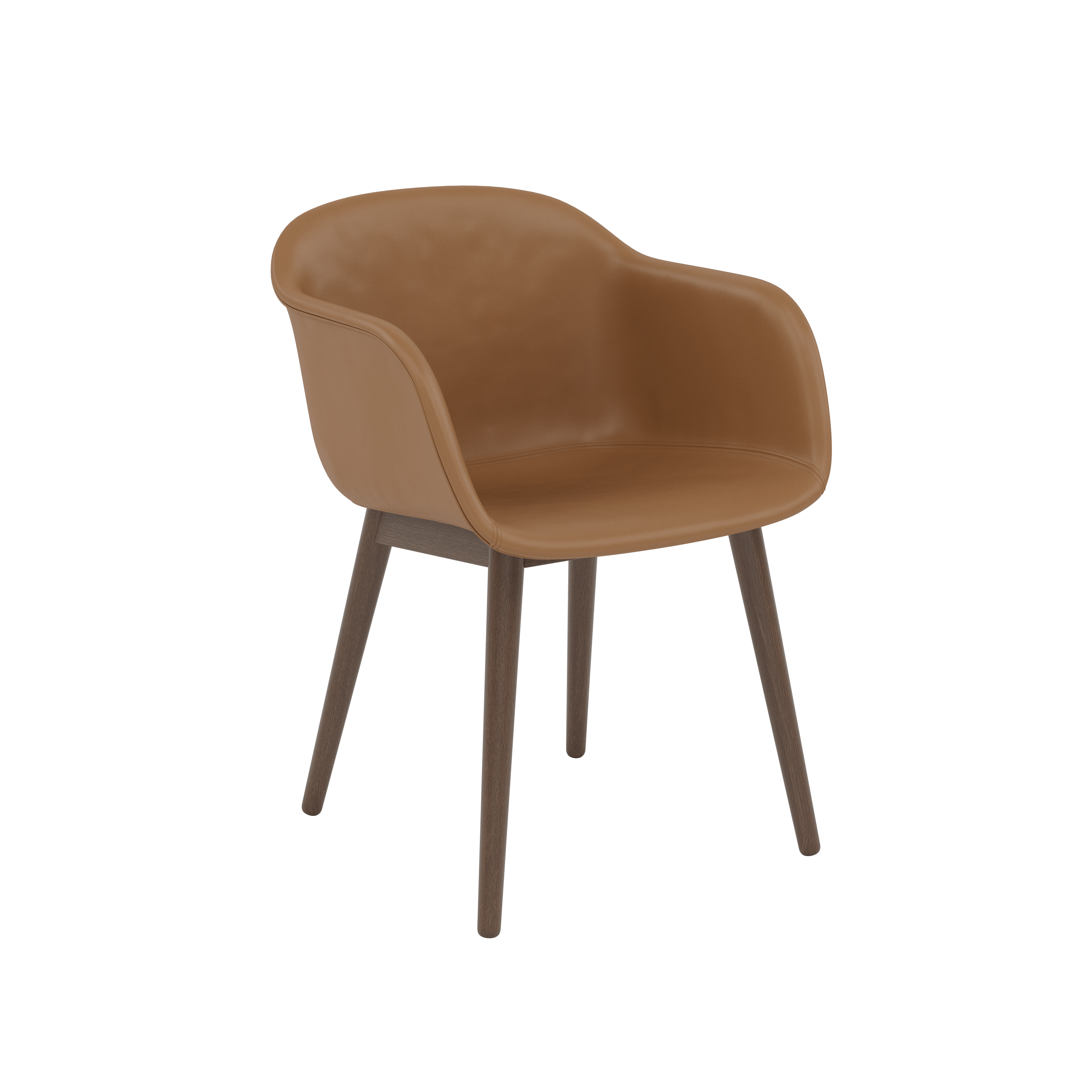 Fiber Dining Chair - Armchair,  Refine Leather,  Cognac,  Dark Stained Oak