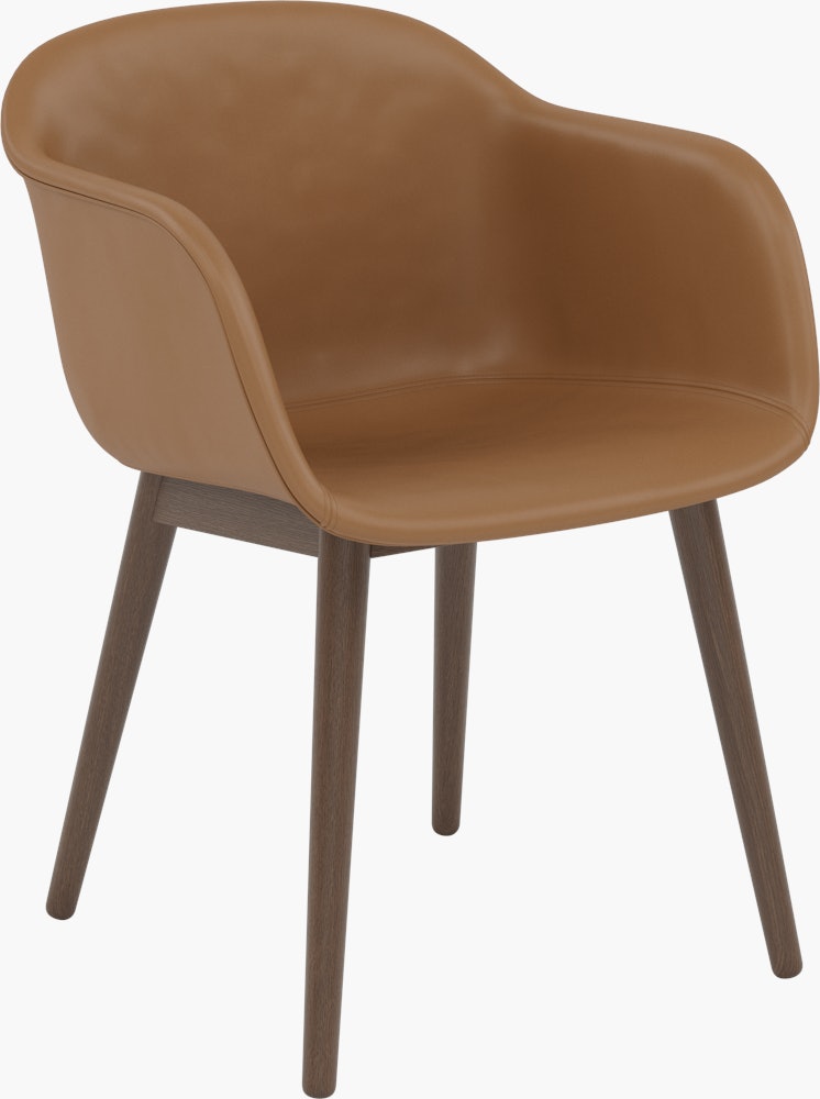 Fiber Dining Chair - Armchair,  Refine Leather,  Cognac,  Dark Stained Oak