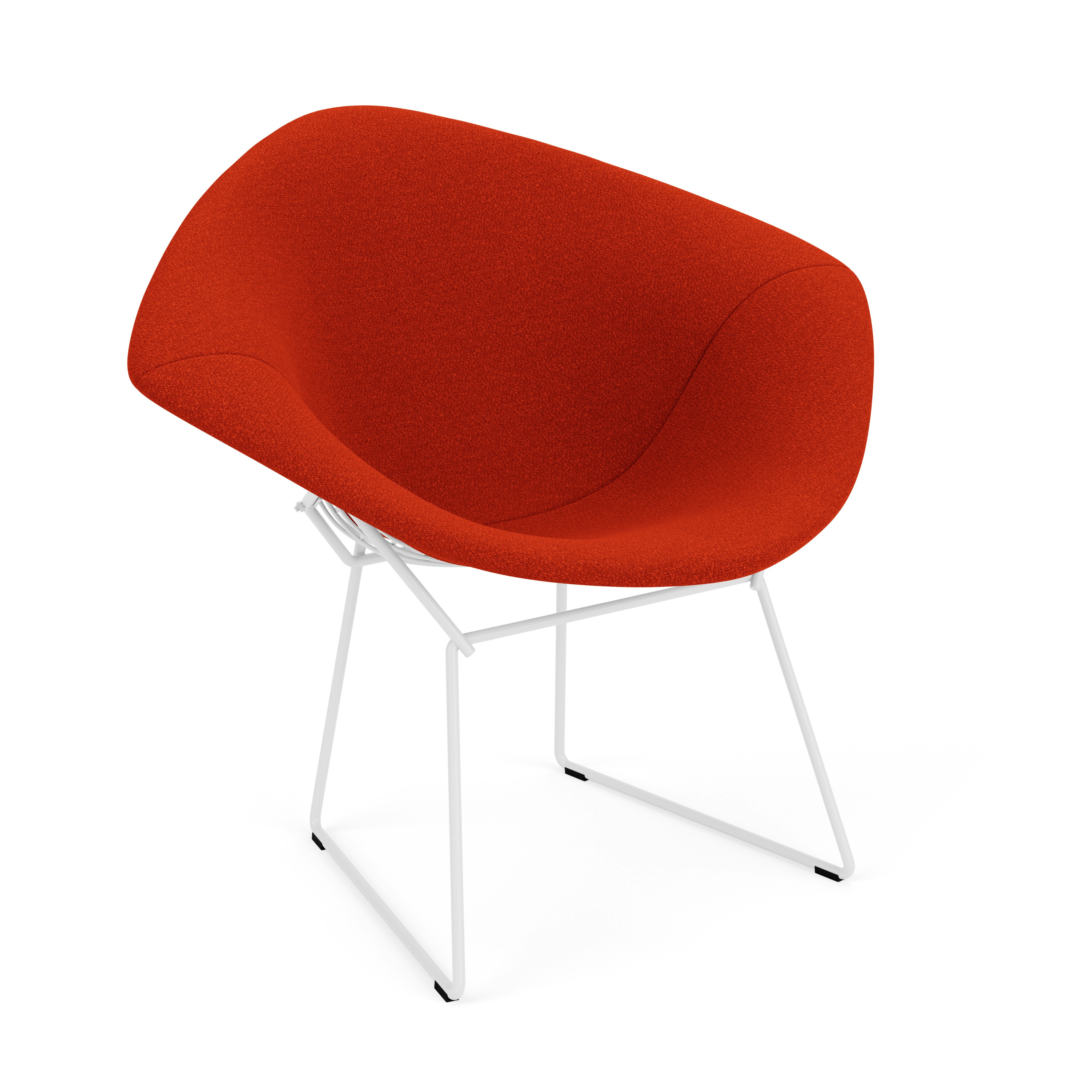 Bertoia Diamond Lounge w/Full Cover - Classic Boucle, White.Crimson