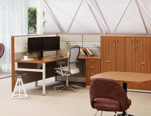 Dividends Horizon with Series 2 Storage laminate fronts box file floorstanding veneer trim veneer front filing p-leg slatwall marker board panel keyboard tray CPU holder storage tower pedestal stool