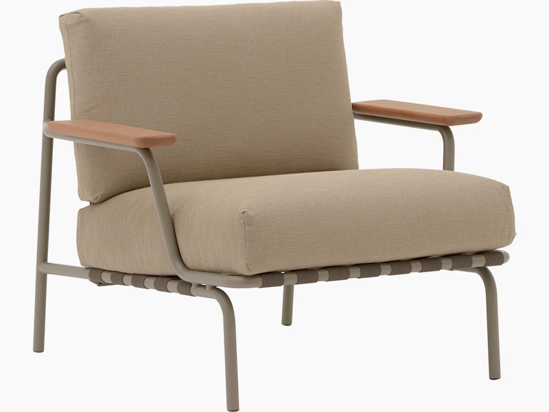Settle Outdoor Lounge Chair - Taupe, Ribbed Weave, Root
