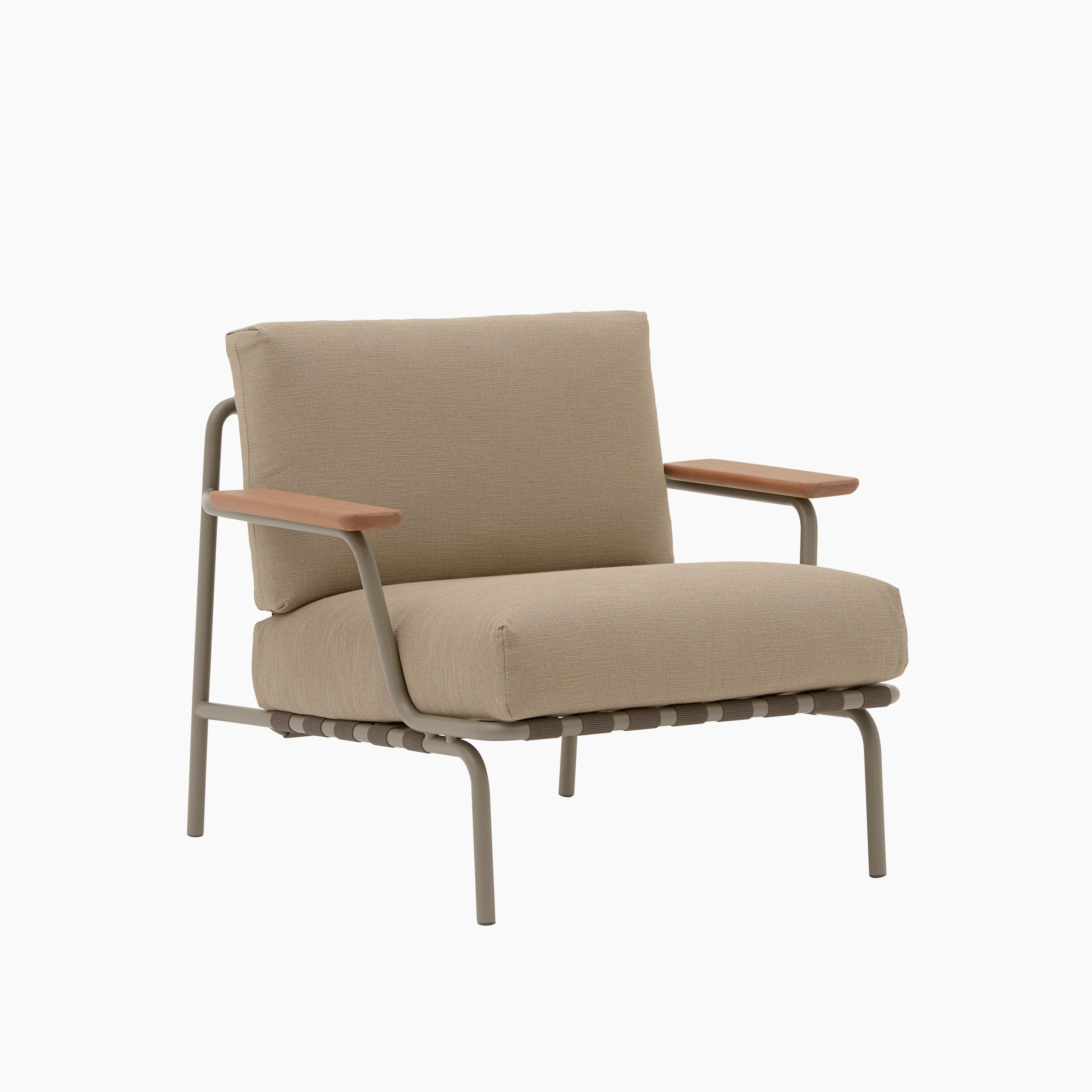 Settle Outdoor Lounge Chair - Taupe, Ribbed Weave, Root