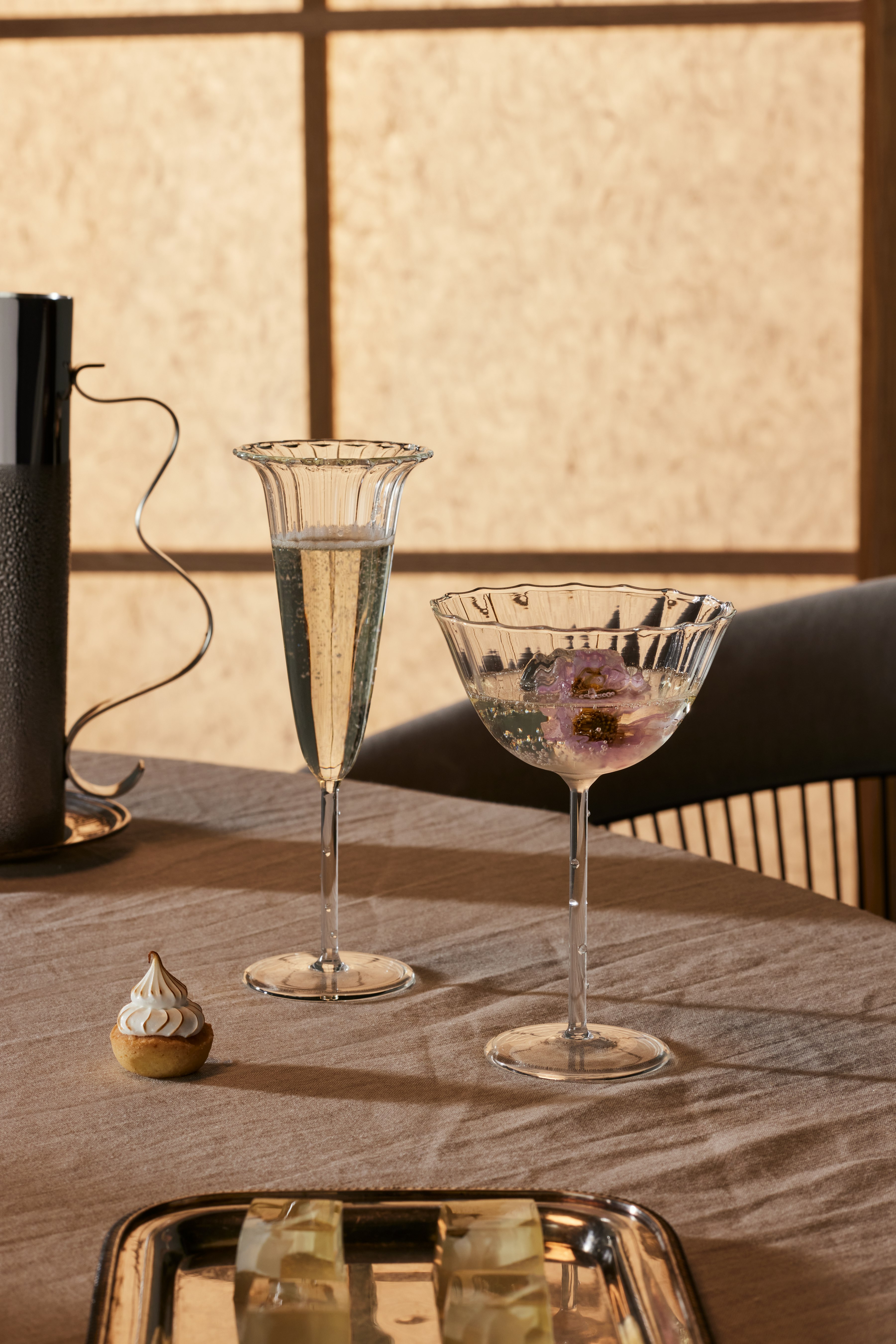 Angel and Cosmo Flute Glassware