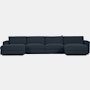 Reid Sectional - Double Chaise Sectional,  Standard,  Pecora,  Blue,  1" Block"